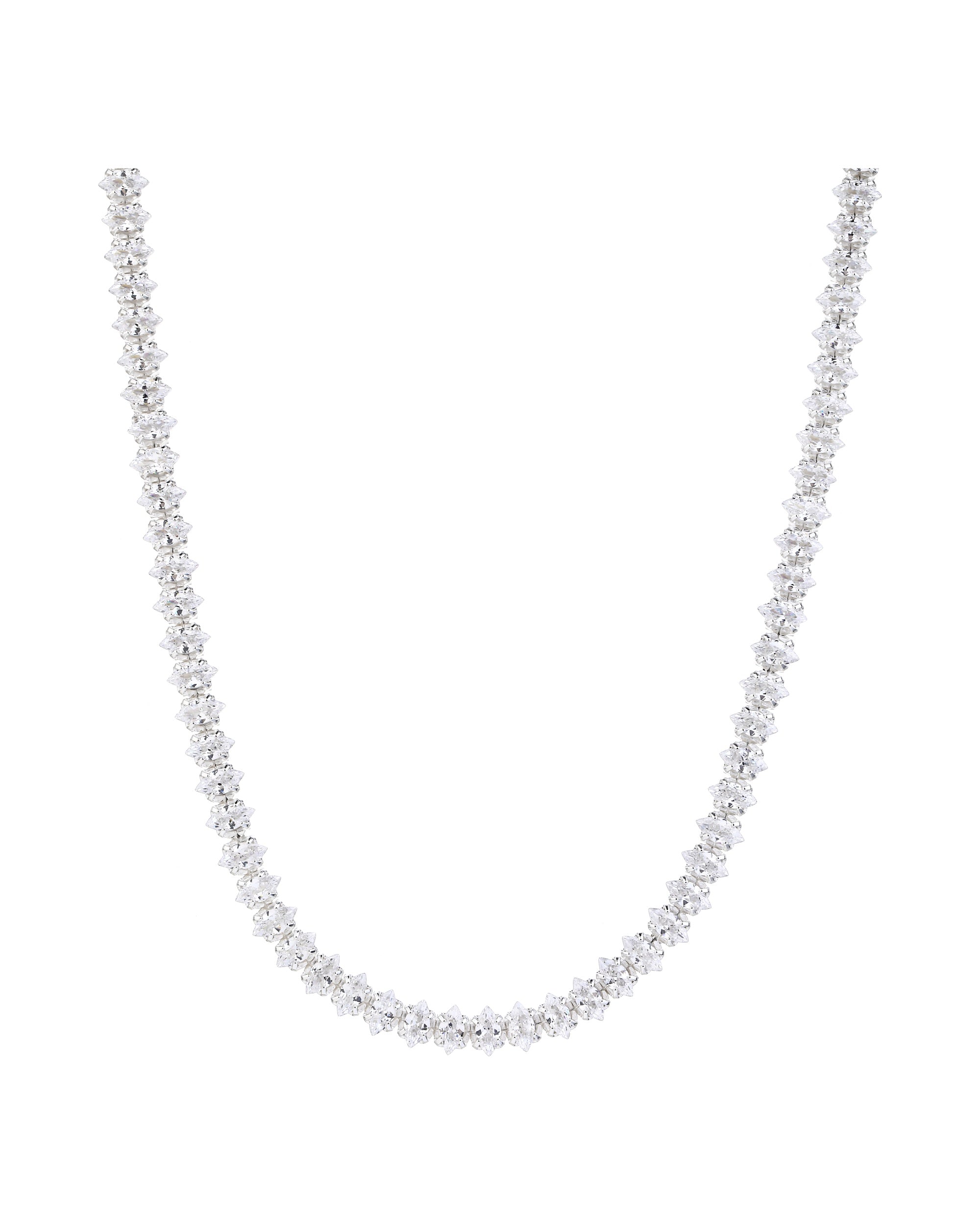 Collar de tenis 2x4mm con circonia marquise blanca 40+5cm en plateado