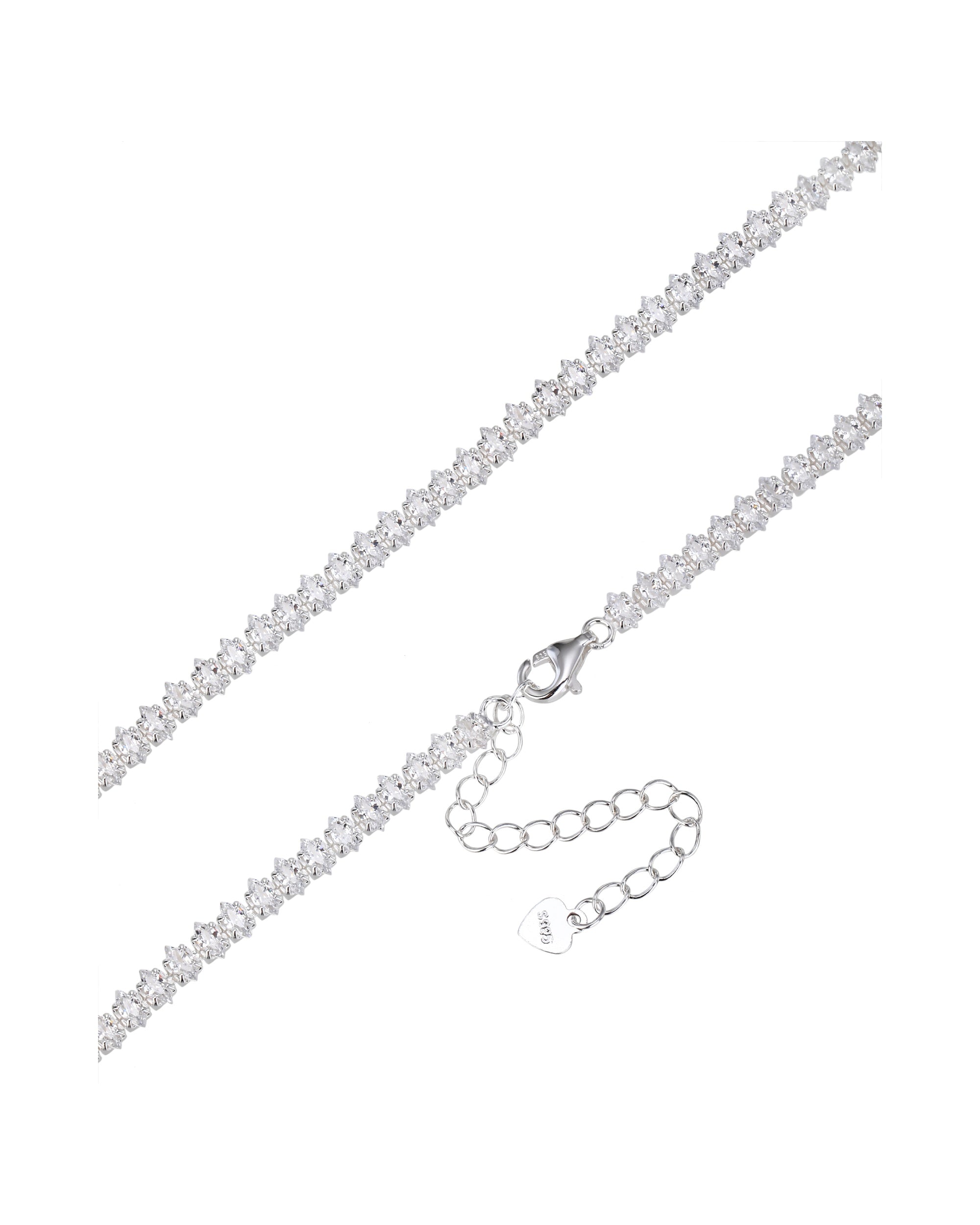 Collar de tenis 2x4mm con circonia marquise blanca 40+5cm en plateado