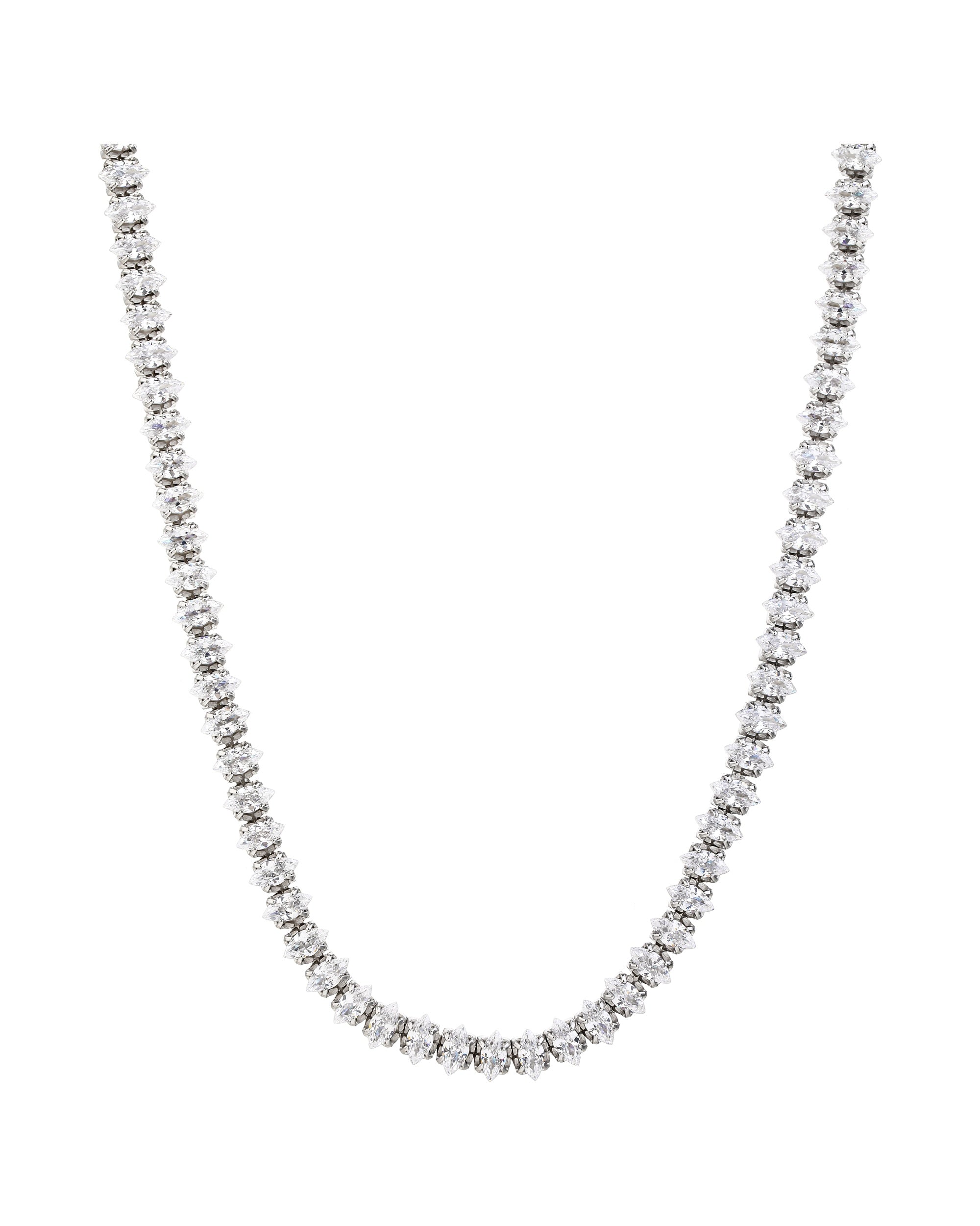 Collar de tenis 2x4mm con circonia marquise blanca 40+5cm en rodizado