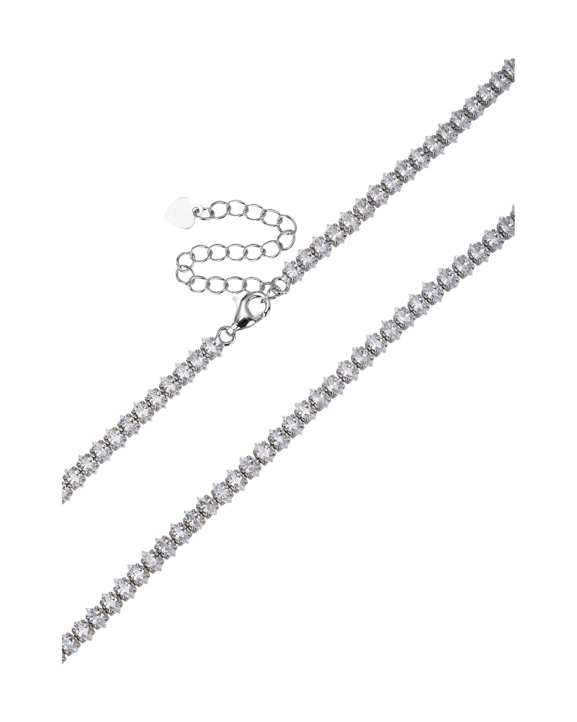 Collar de tenis 2x4mm con circonia marquise blanca 40+5cm en rodizado