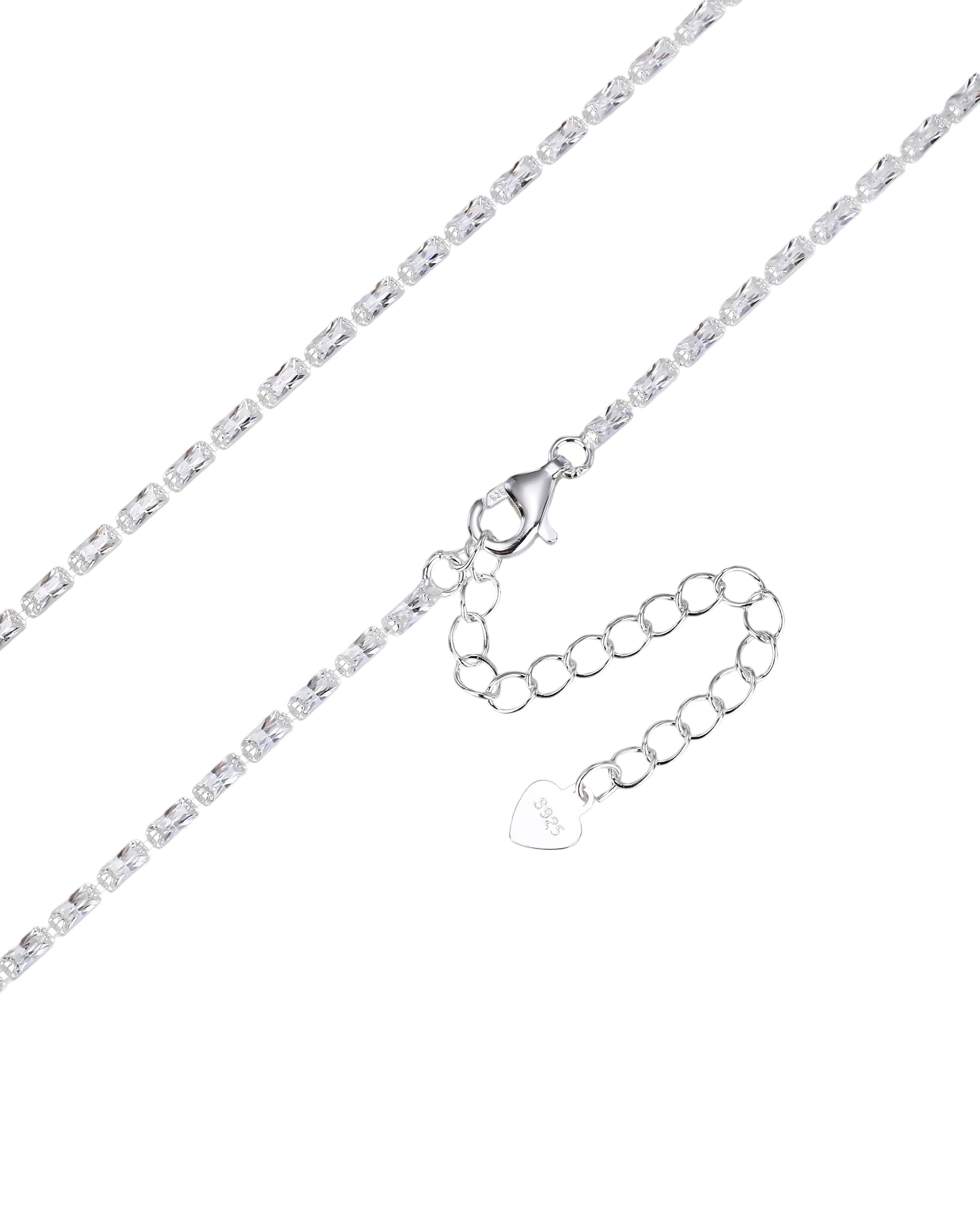 Collar tenis 15x3mm baguette con circonia blanca de 40+5cm en plateado