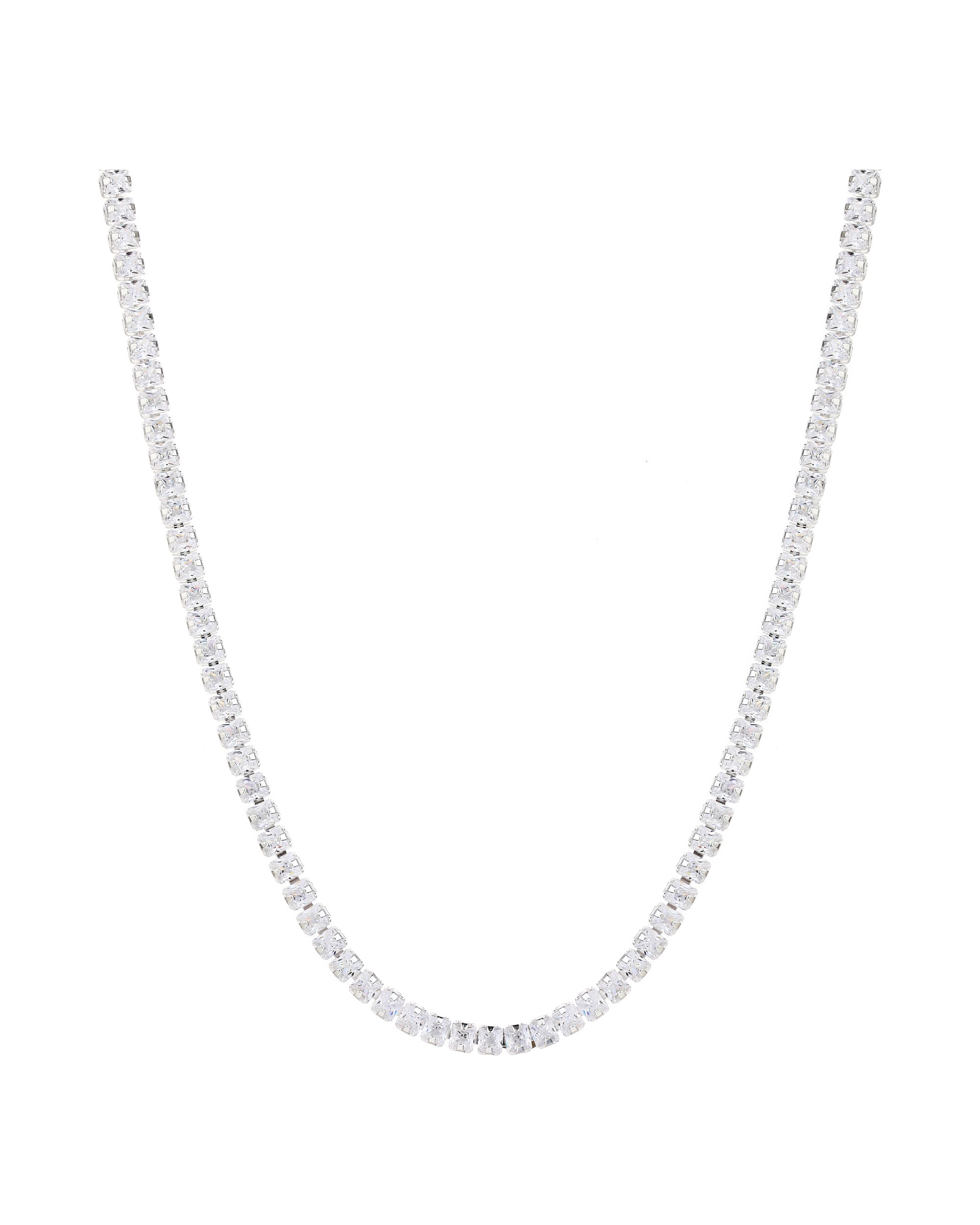 Collar de tenis 2mm con circonia cuadrada blanca 40+5cm en plateado