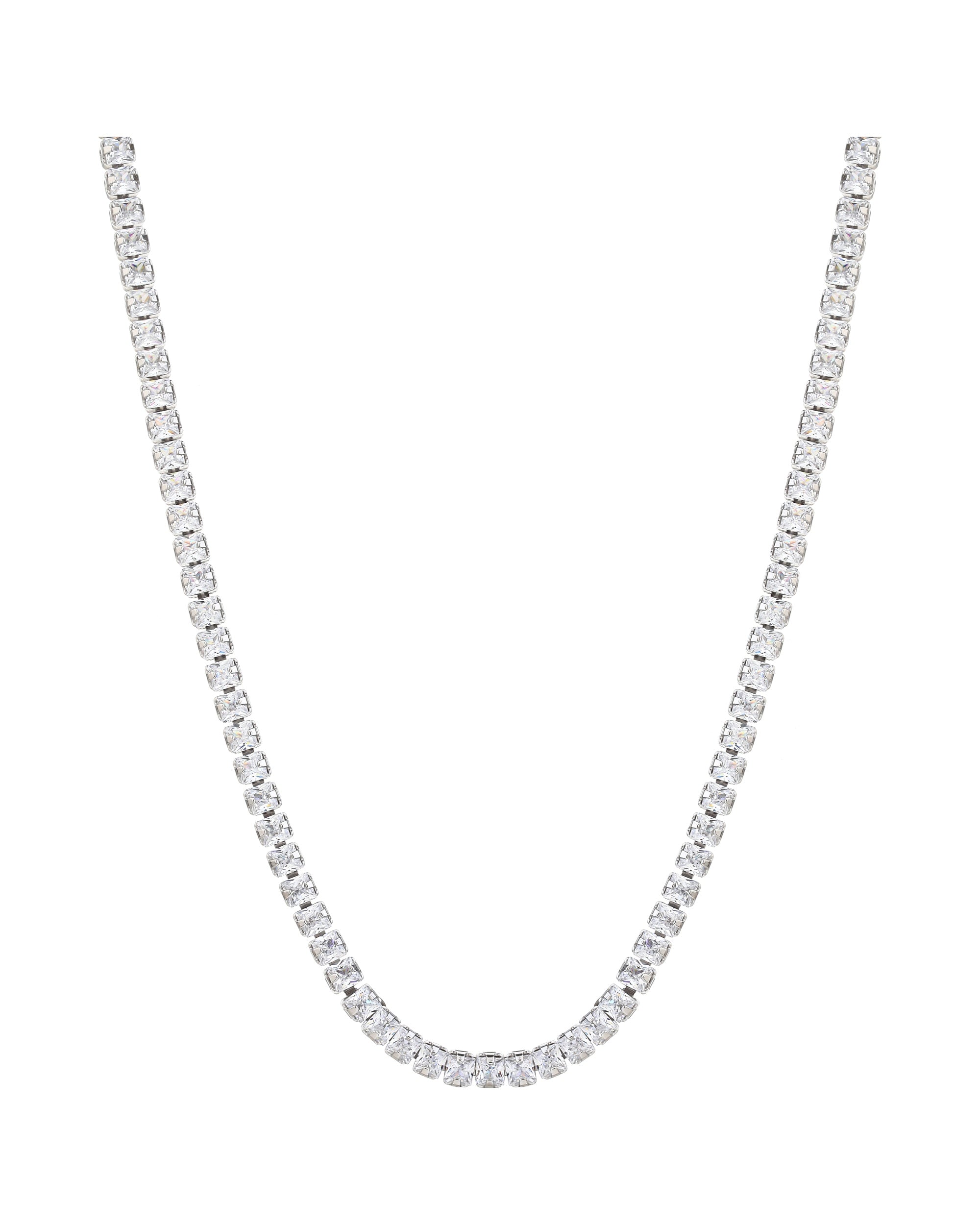 Collar de tenis 2mm con circonia cuadrada blanca 40+5cm en rodizado