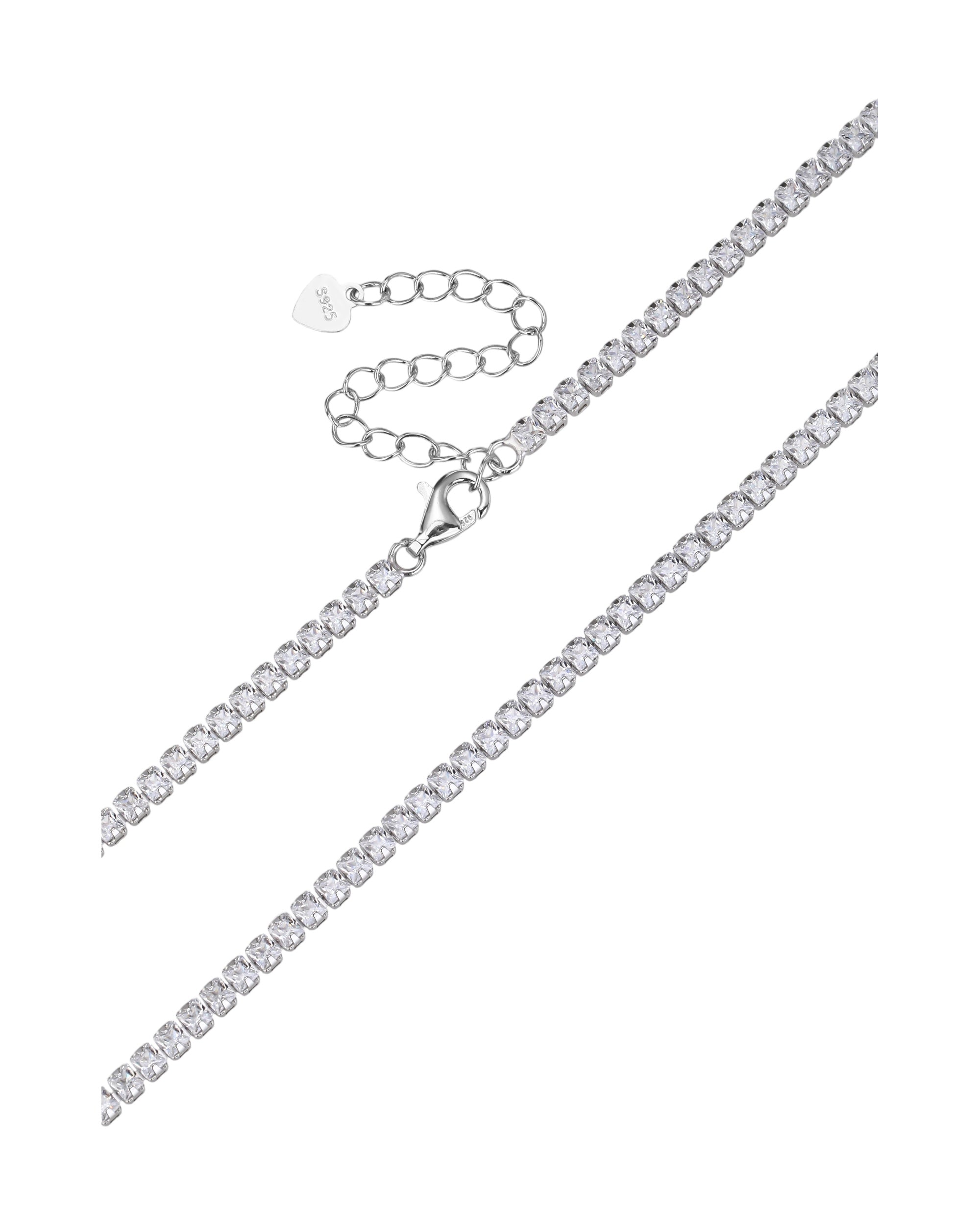 Collar de tenis 2mm con circonia cuadrada blanca 40+5cm en rodizado