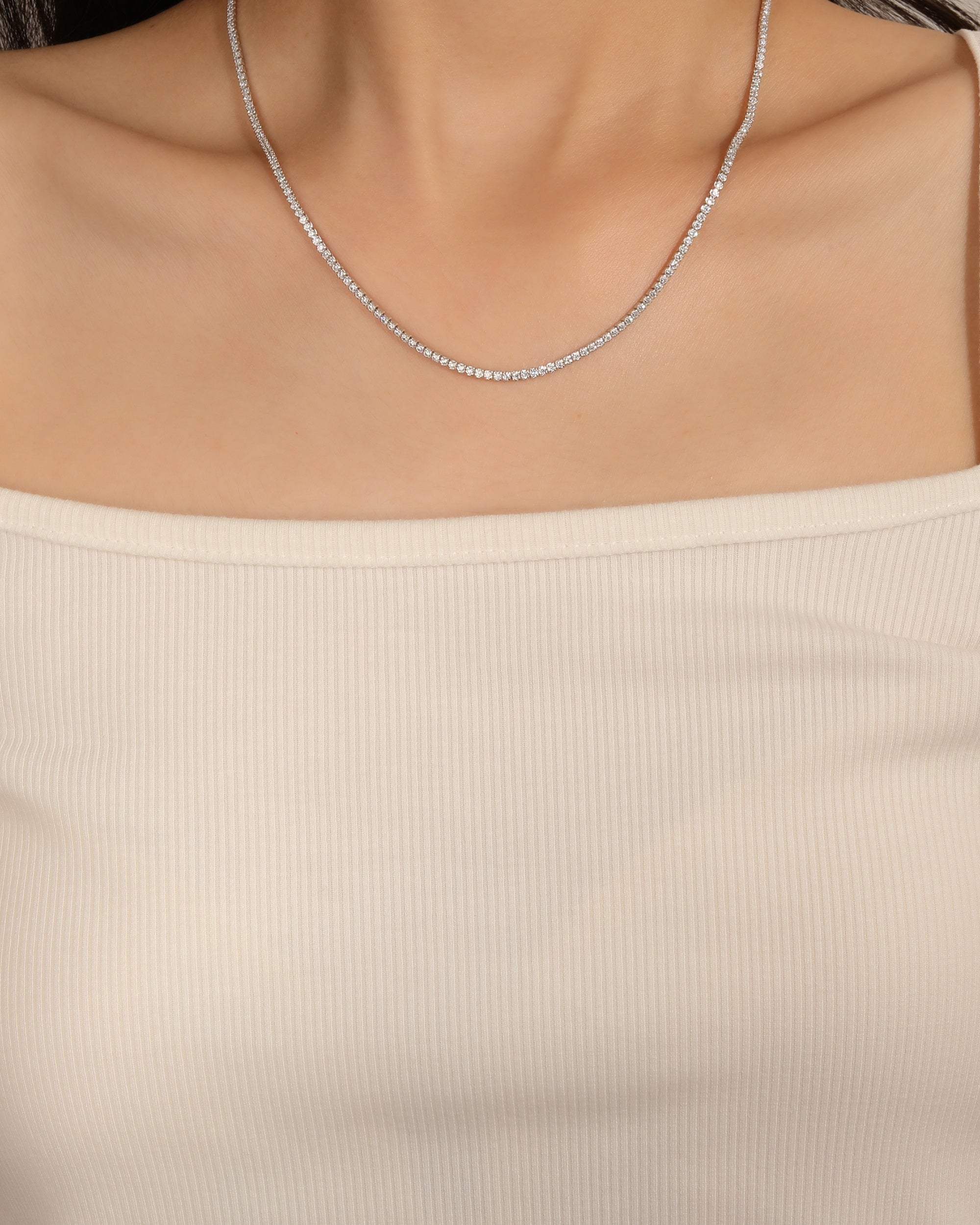 Collar de tenis 1.5mm con circonia blanca 40+5cm en rodizado