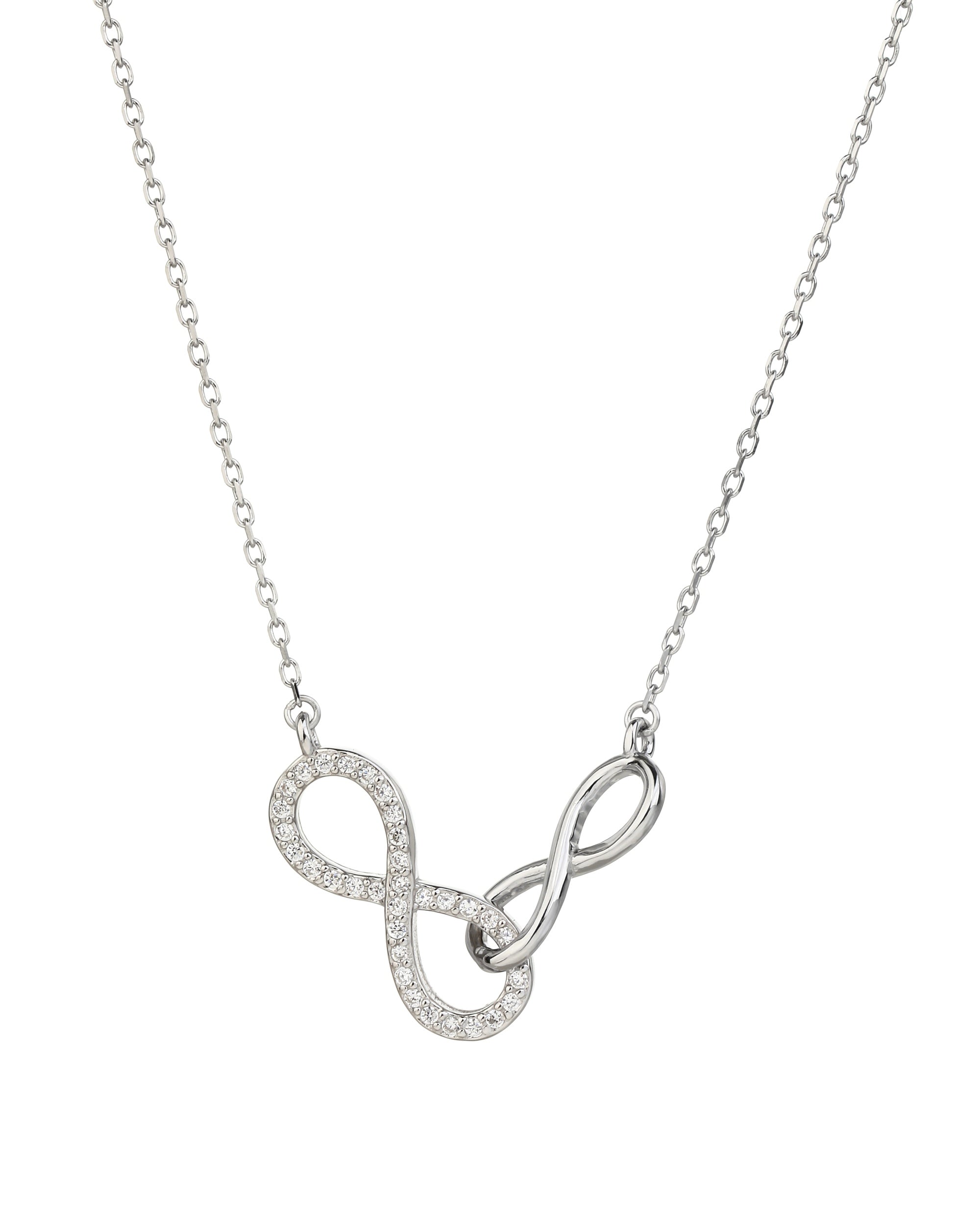 Collar de infinitos con circonia blanca de 45+5cm en rodizado