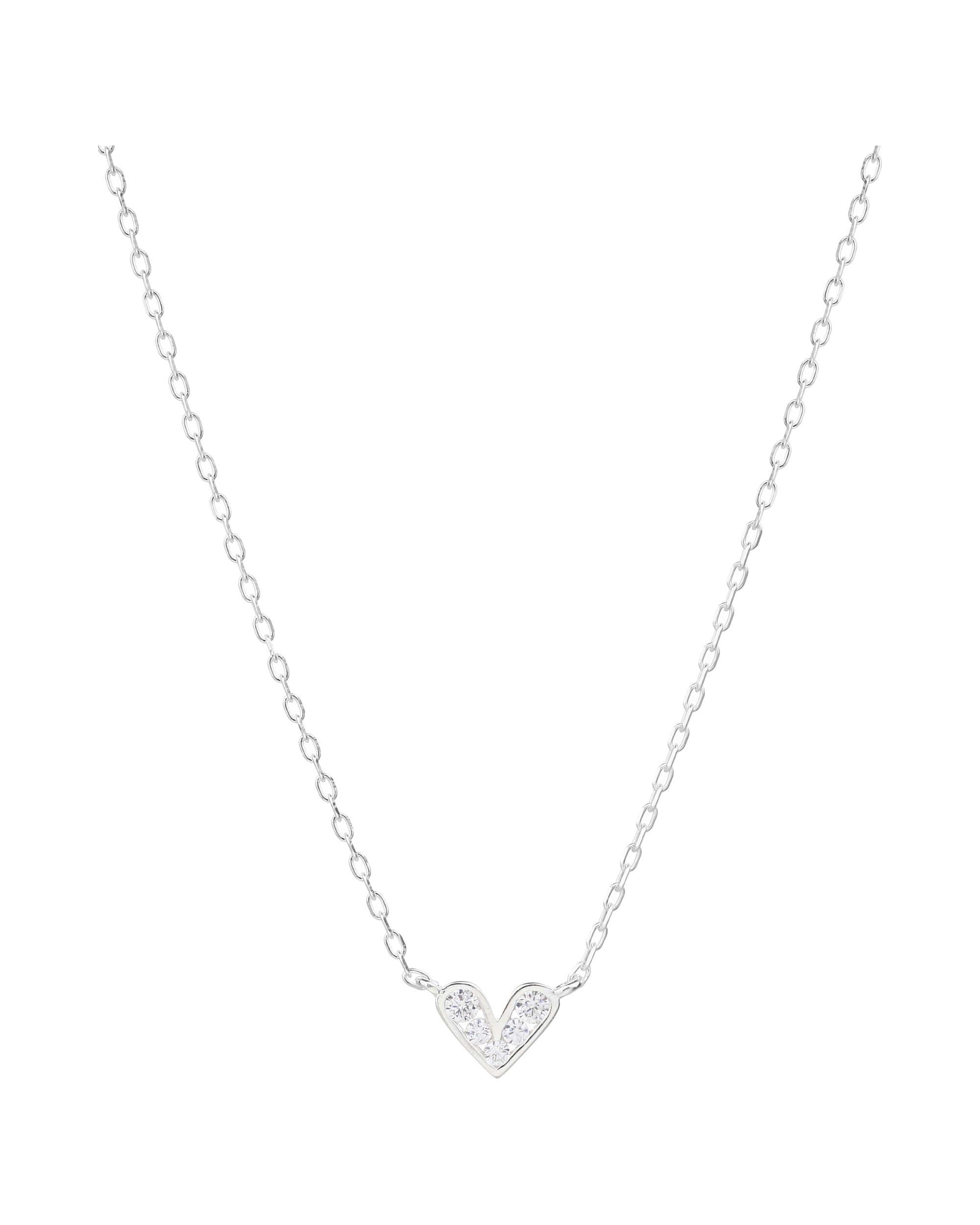 Collar sencillo de corazon con circonia blanca 45+5cm en plateado