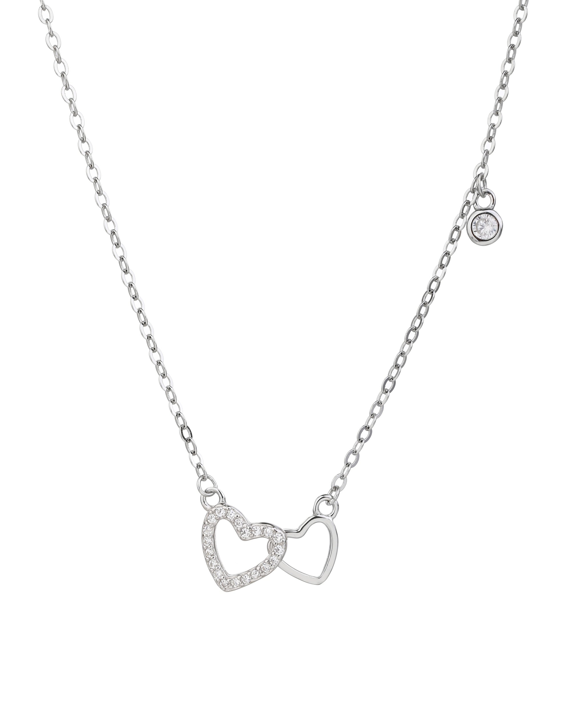 Collar de corazones con circonia blanca de 45+5cm en rodizado