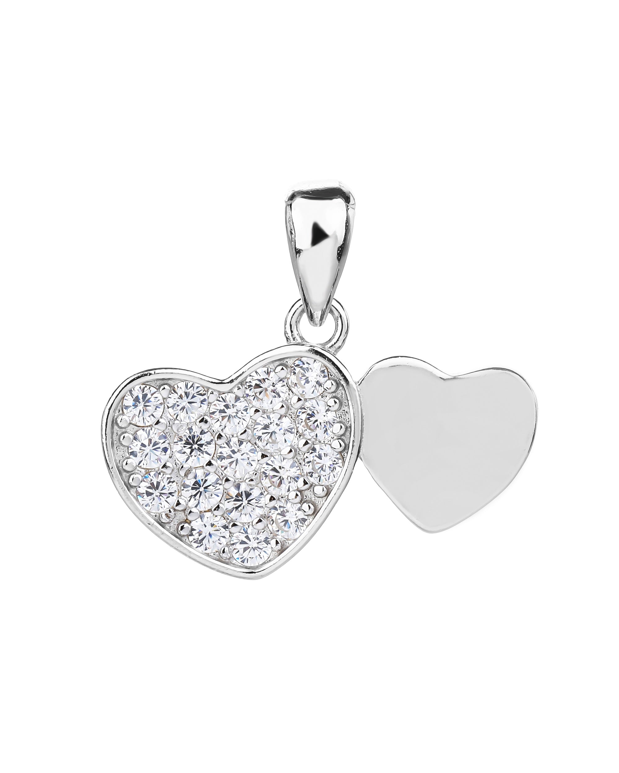 Dije de corazones liso y con circonias blanca en rodizado