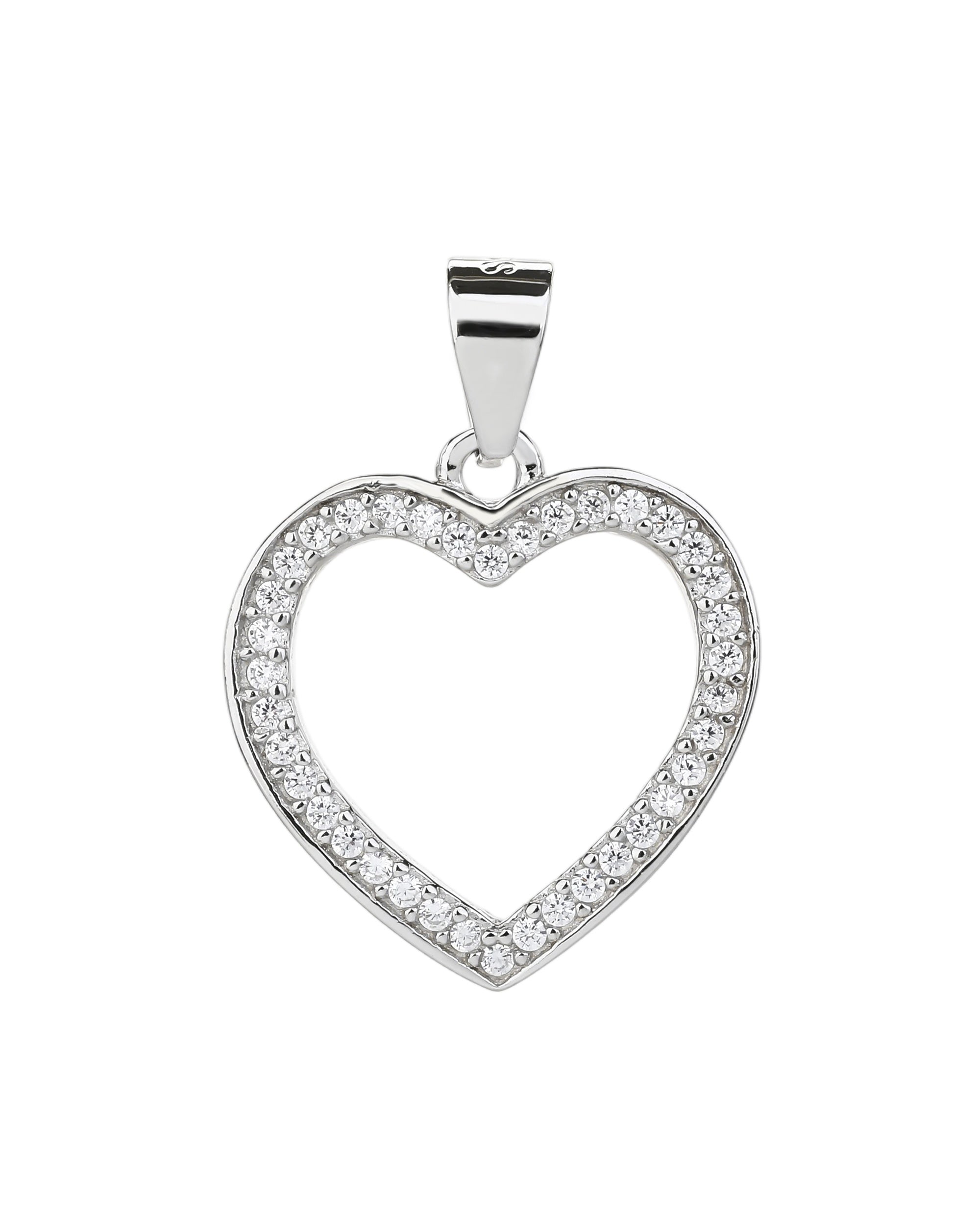 Dije de corazon con circonias blanca en rodizado