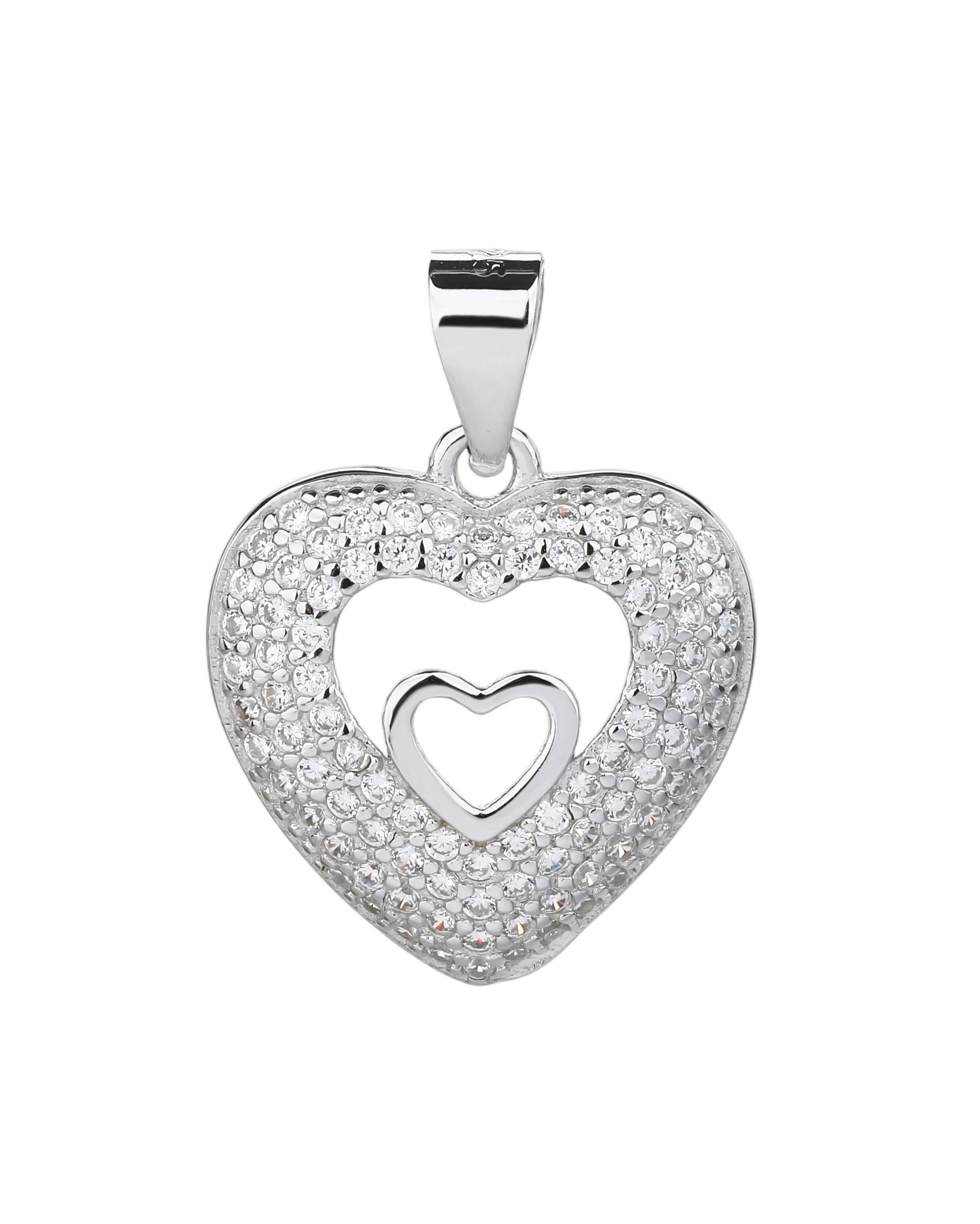 Dije de corazon con circonia blanca en rodizado