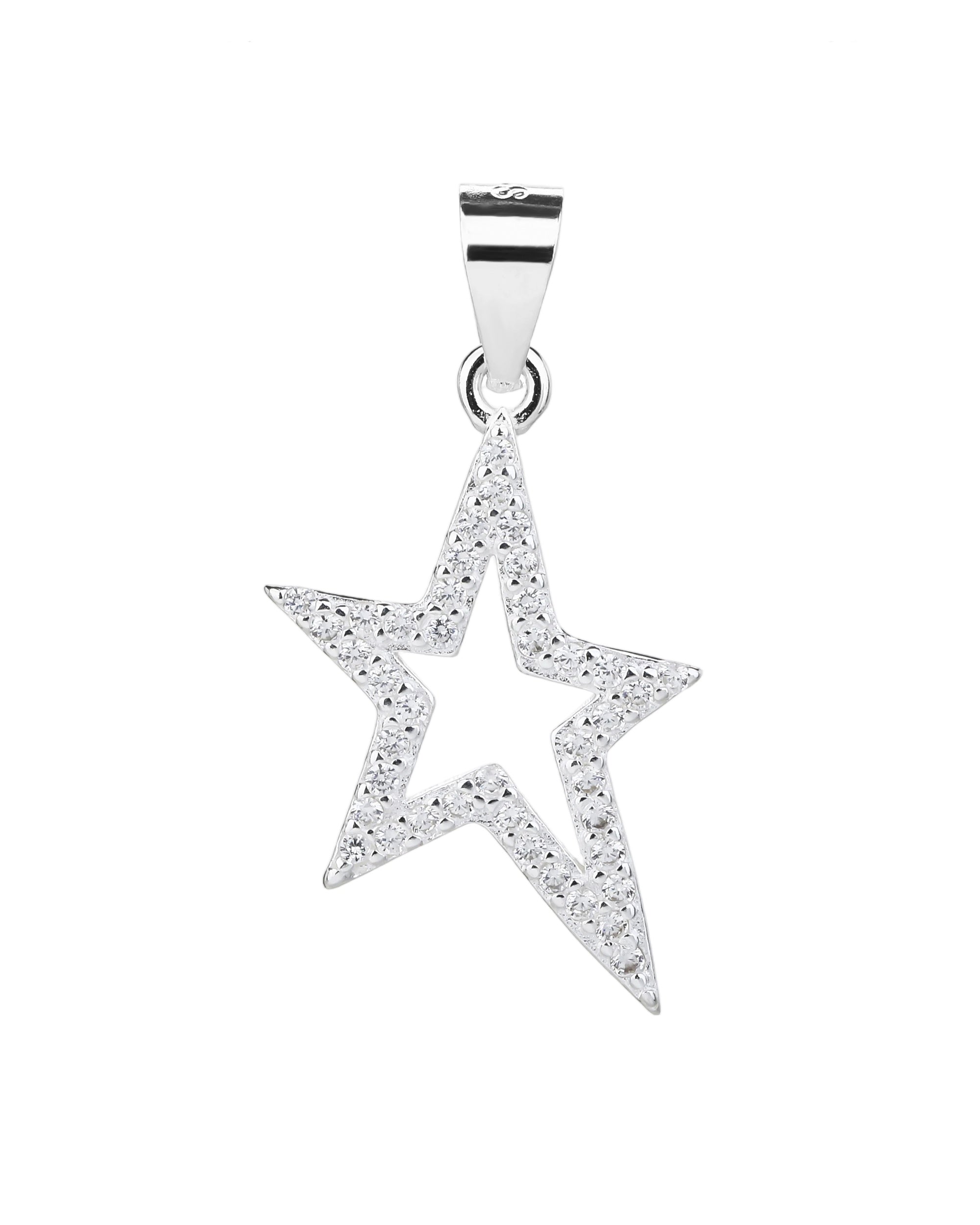 Dije de estrella con circonias blanca en plateado