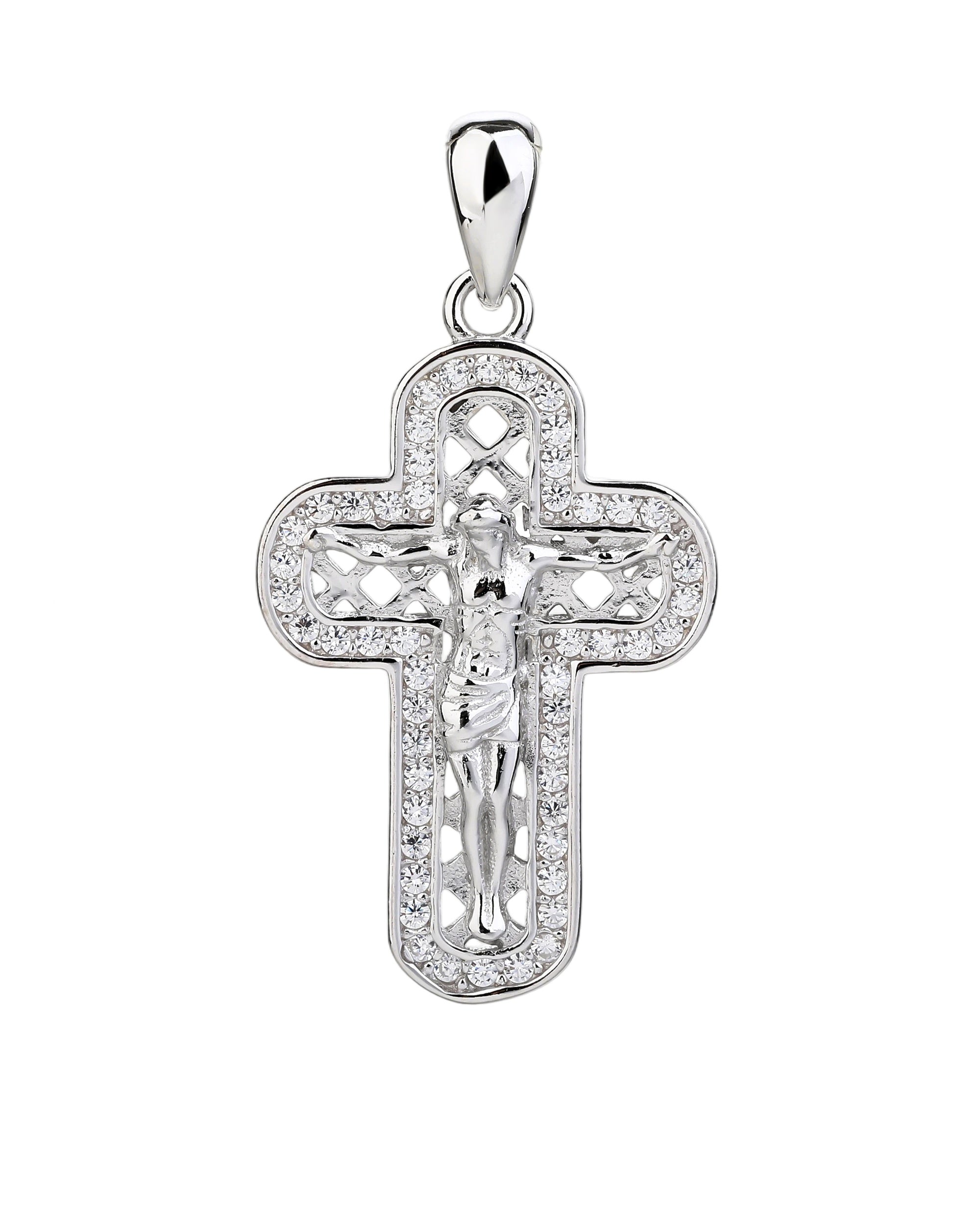 Dije de crucifijo con circonias blanca en rodizado