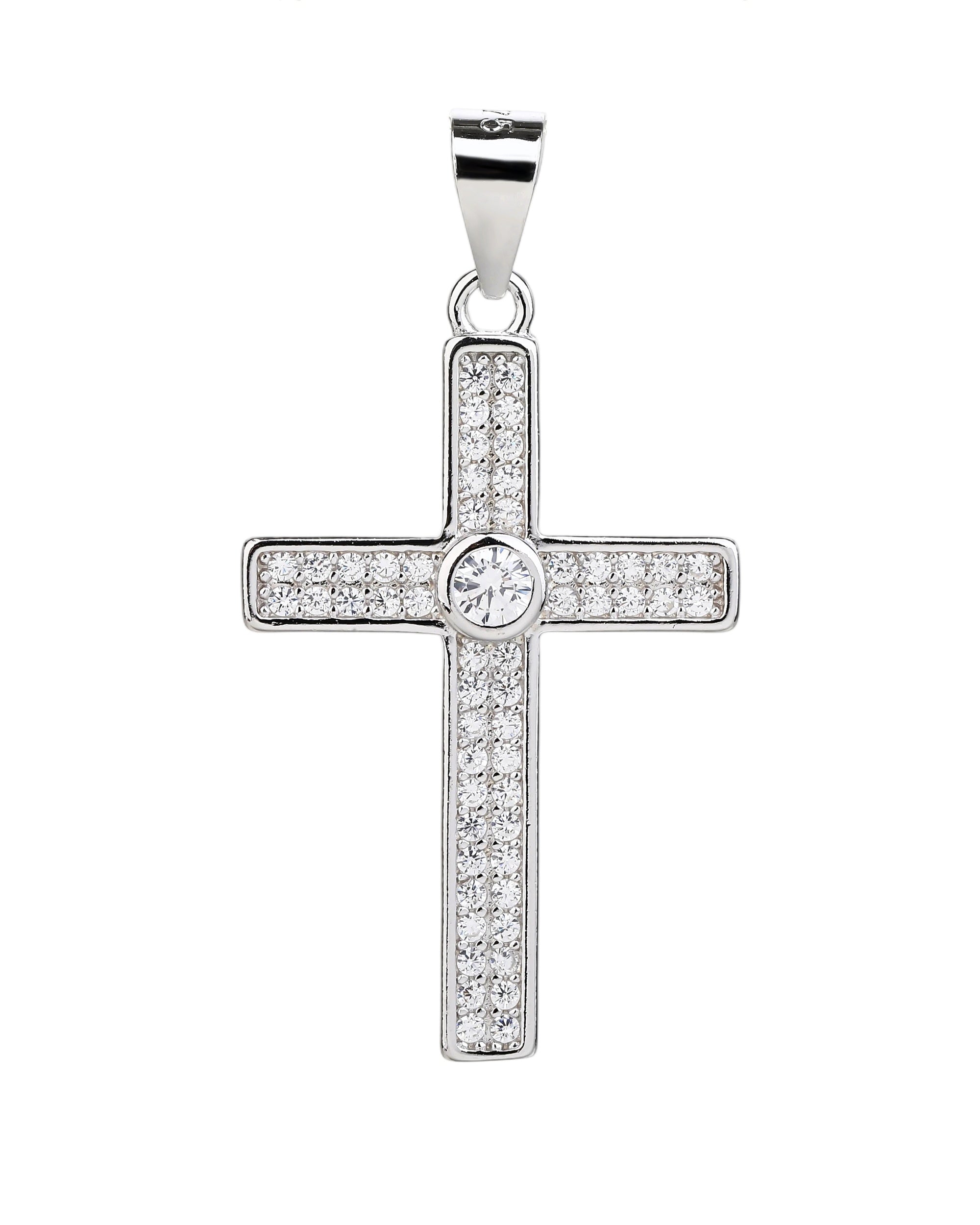 Dije de Cruz con circonias blanca en rodizado