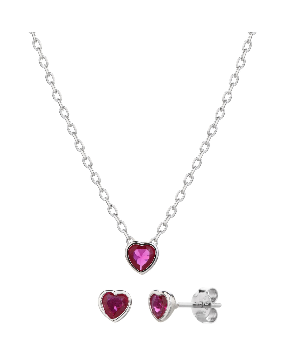 Juego sencillo de corazones con circonia 45+5cm en rodizado