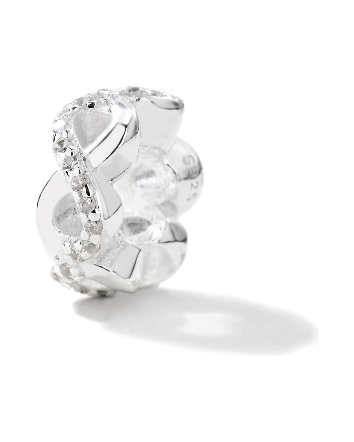 Charm separador de infinito con circonia en plateado