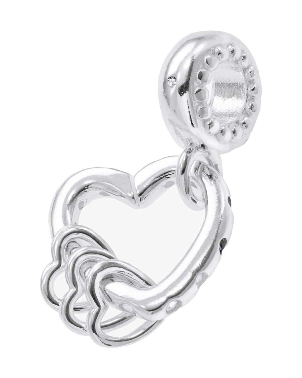 Charm colgante de corazón con circonia en plateado