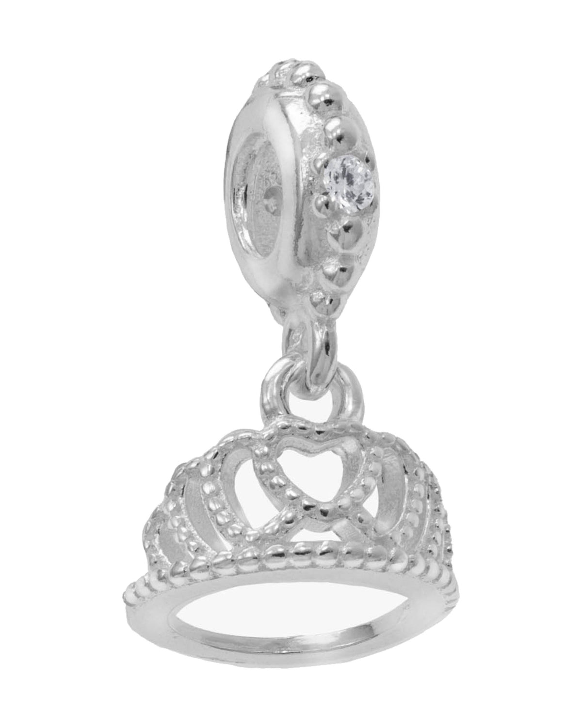 Charm colgante de corona con circonia en plateado