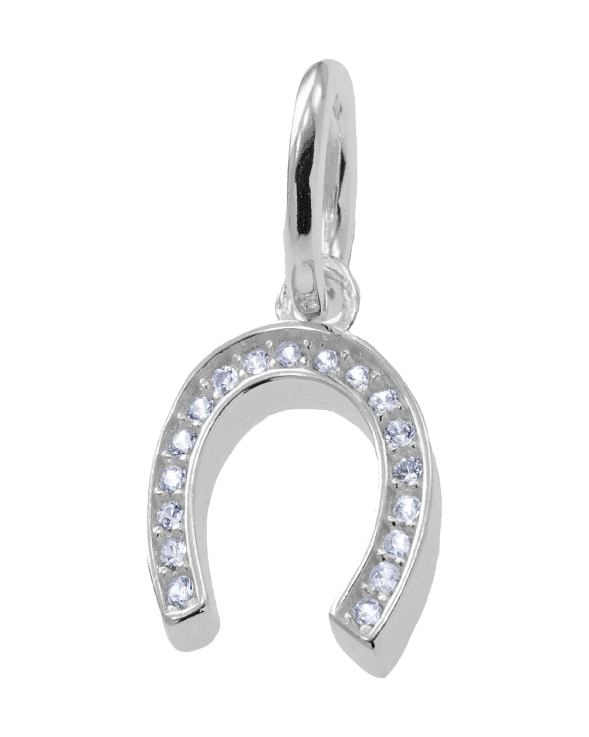 Charm colgante de herradura con circonia en plateado