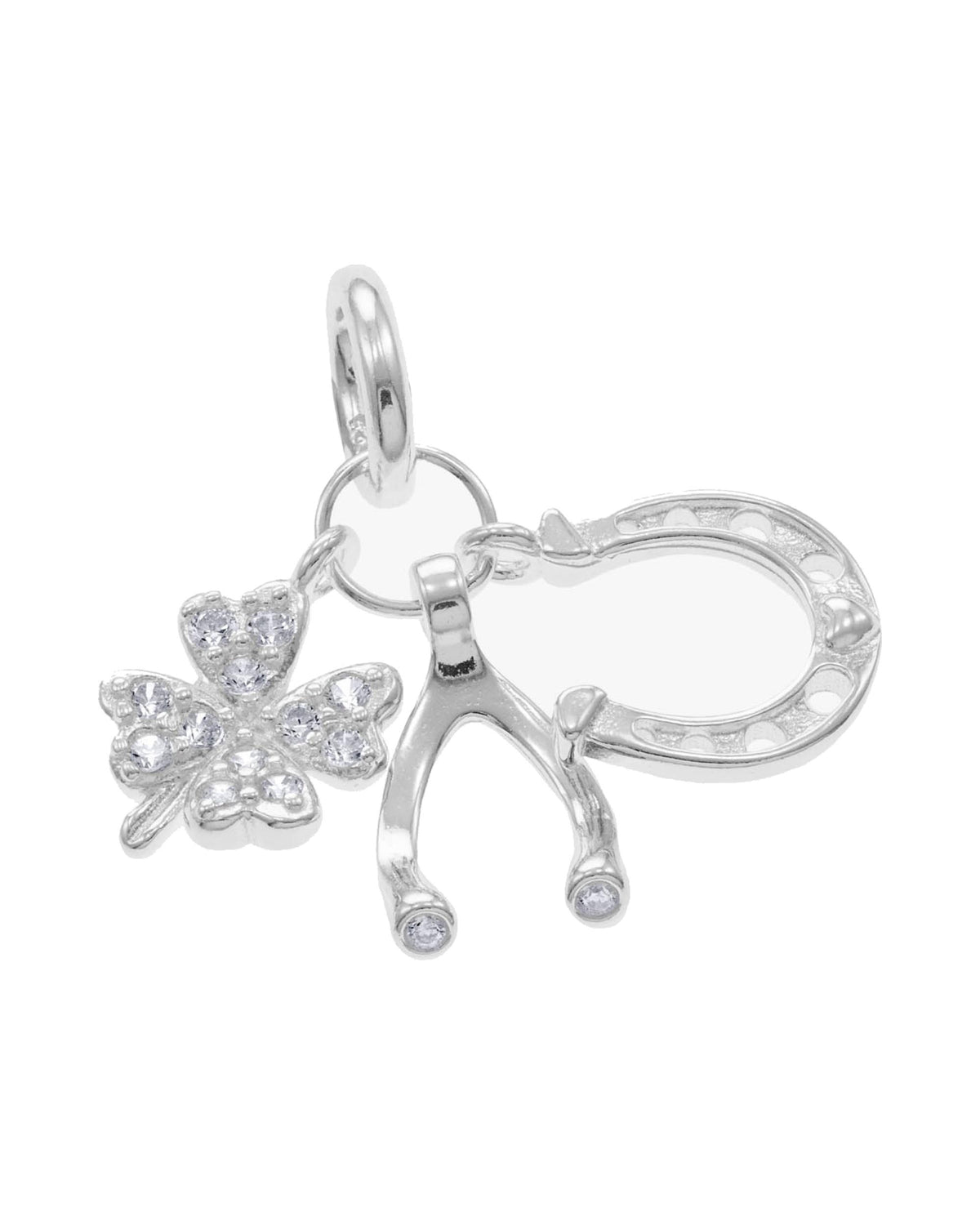 Charm colgante de la suerte con circonia en plateado