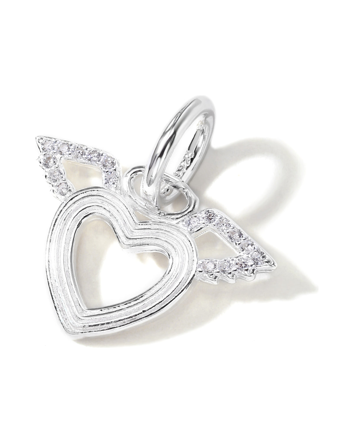 Charm colgante de corazón con circonia en plateado