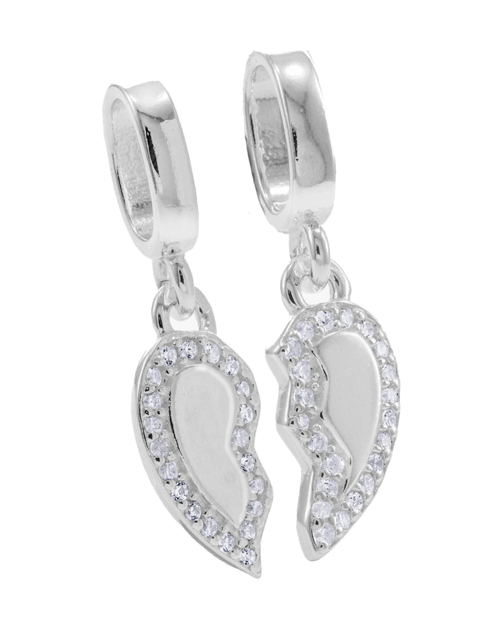 Charm colgante complementario de corazon con circonia blanca en plateado