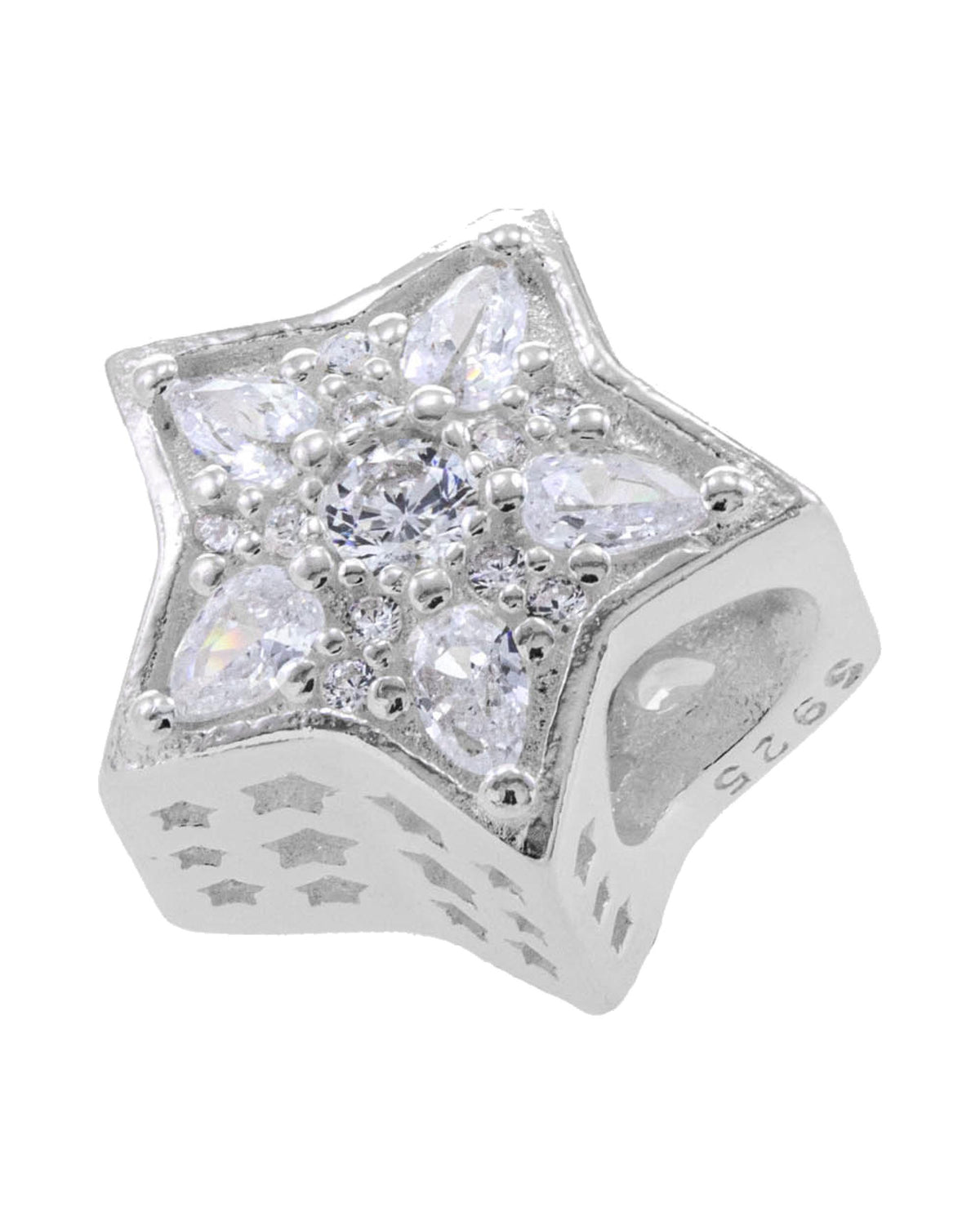 Charm separador de estrella con circonia en plateado