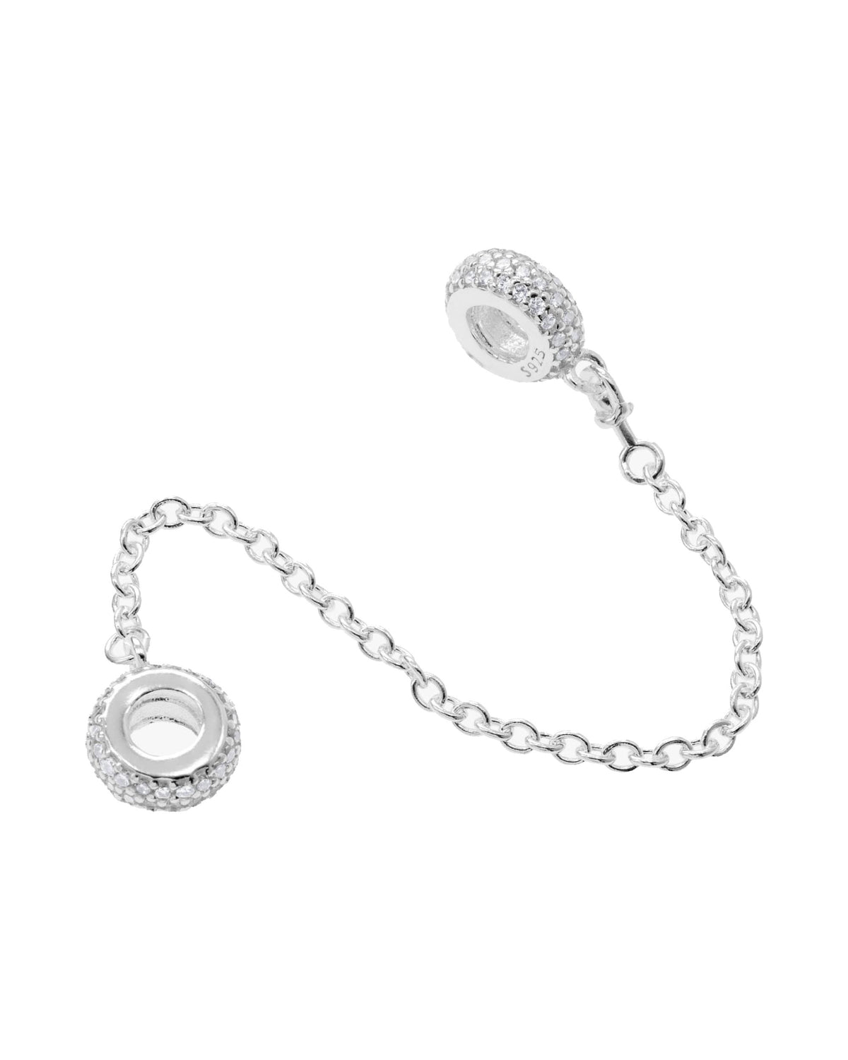 Charm cadena de seguridad de dona con circonia en plateado