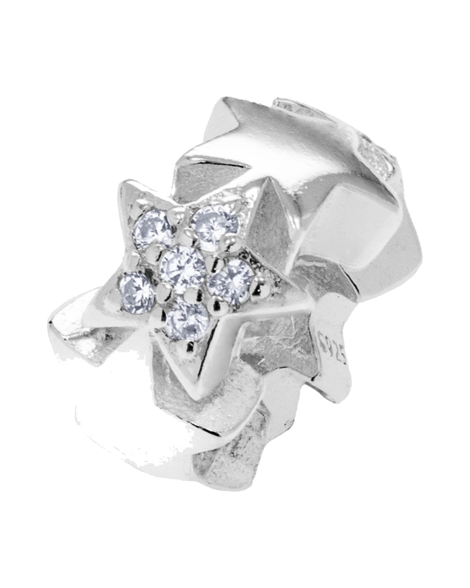 Charm separador de estrella con circonia blanca en plateado