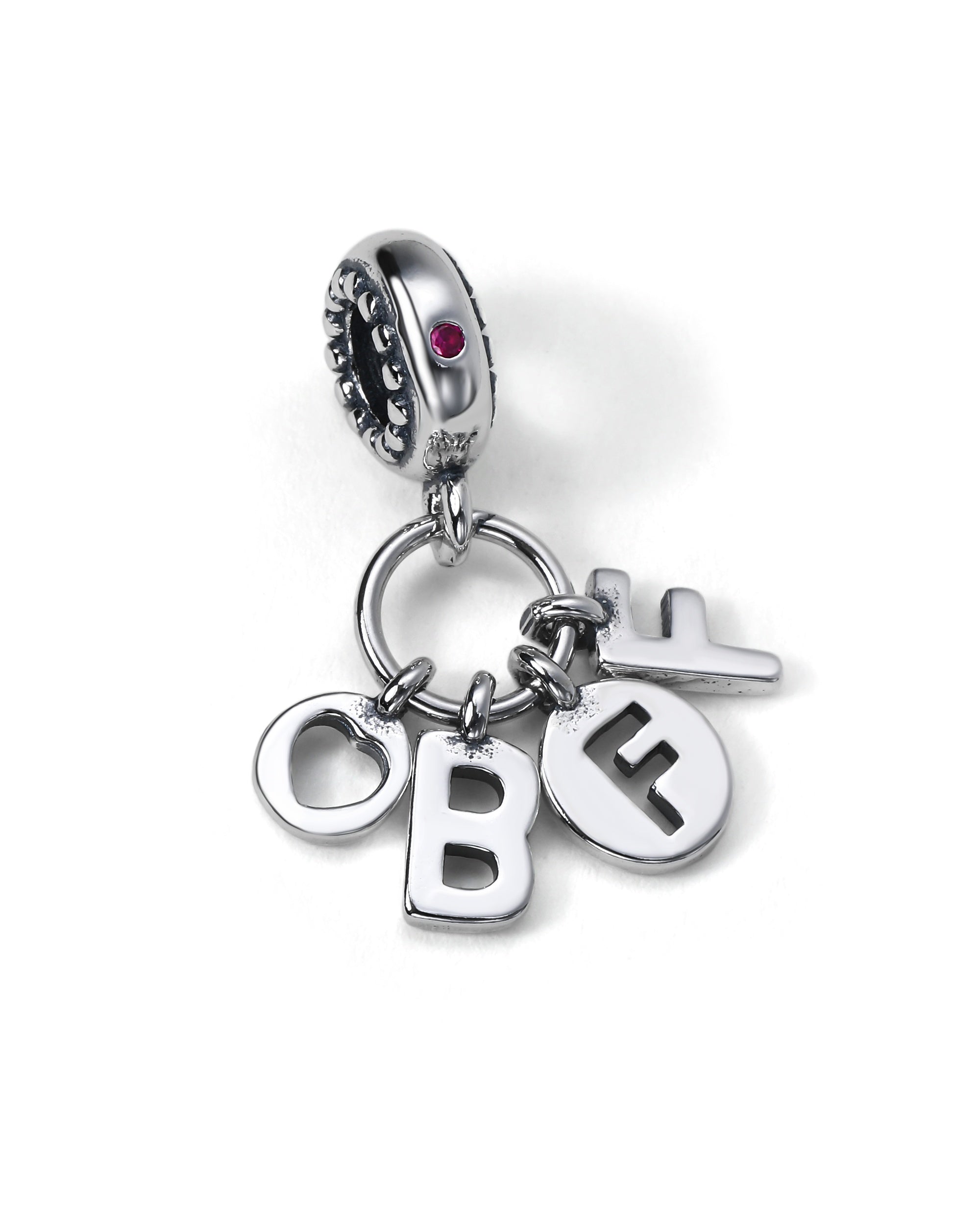 Charm colgante de bff con circonia rosa en oxidada