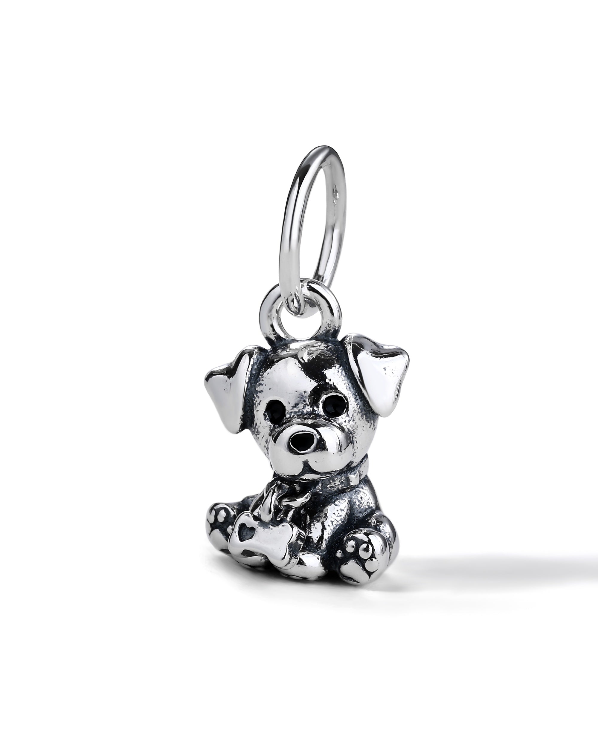 Charm colgante de perro con circonia en oxidada
