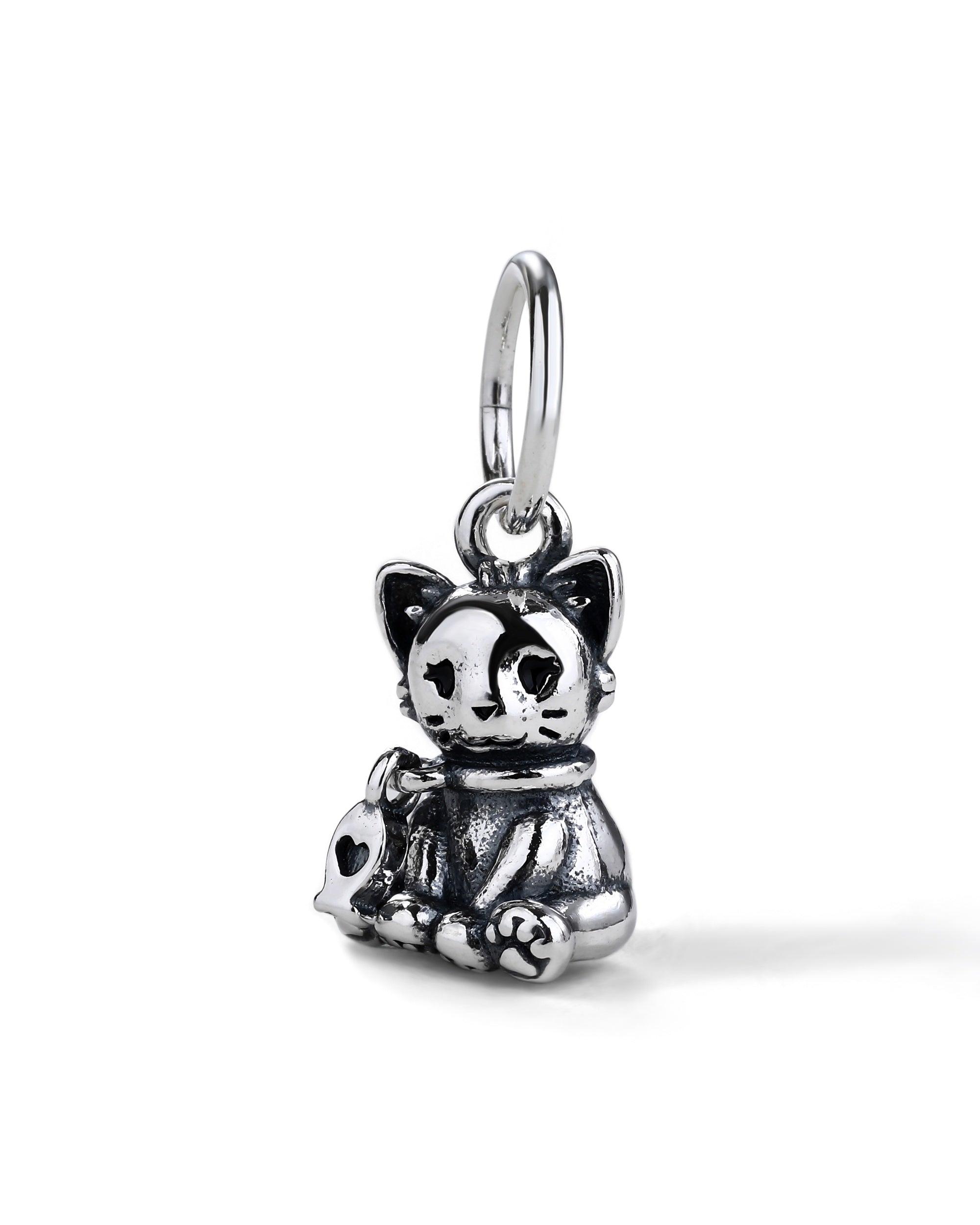 Charm colgante de gato con circonia en oxidada