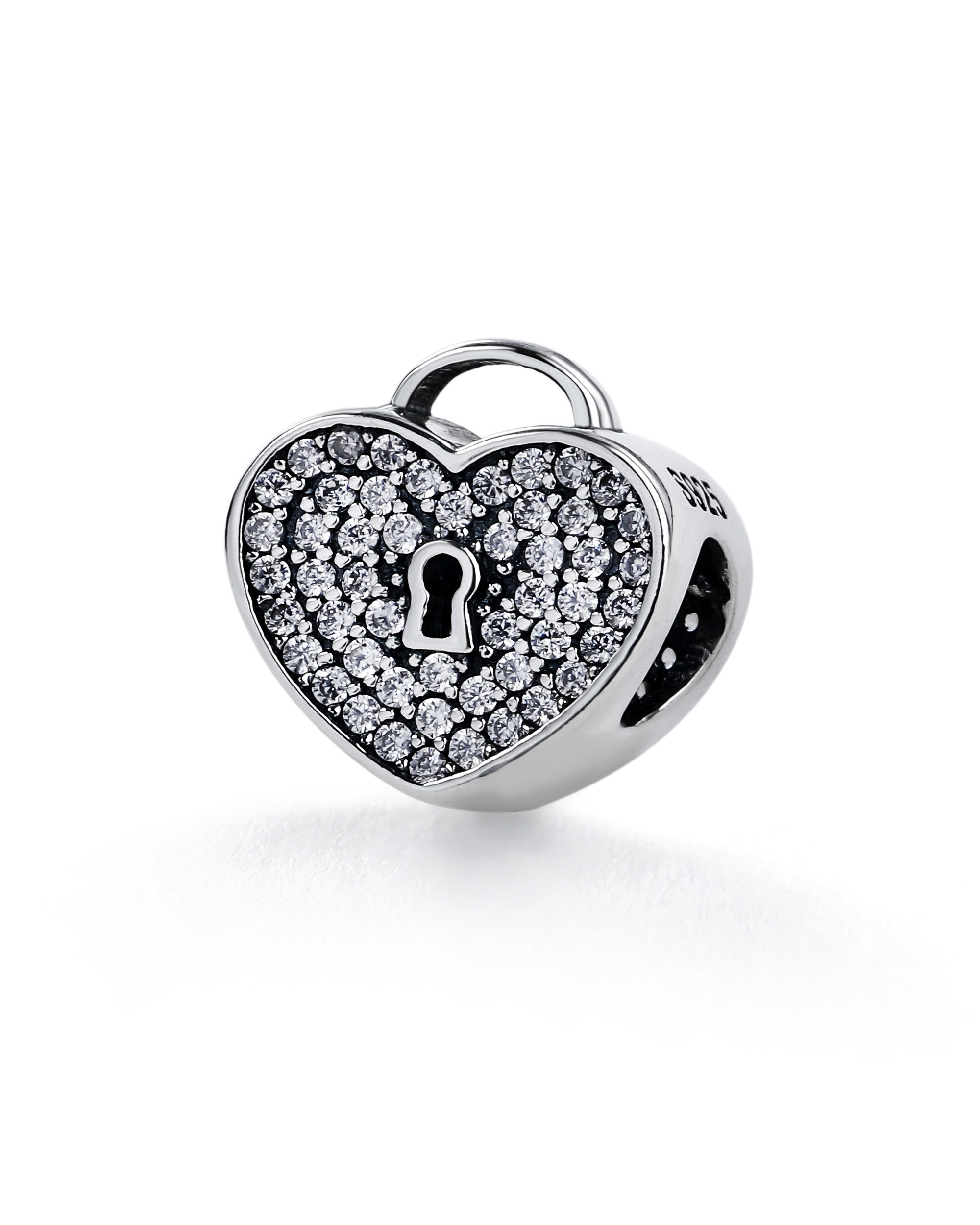 Charm separador de candado con circonia blanca en oxidada