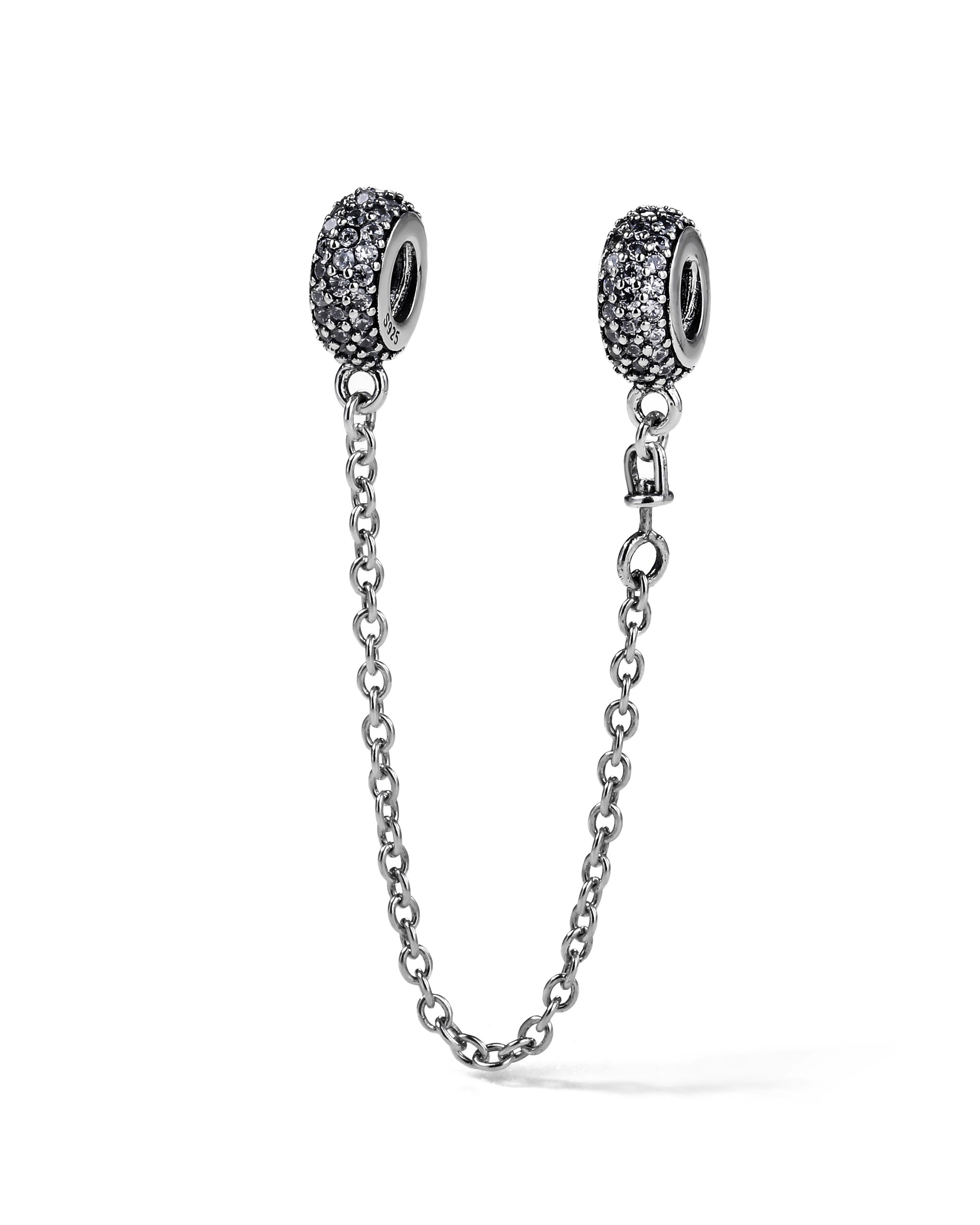 Charm cadena de seguridad dona con circonia blanca en oxidada