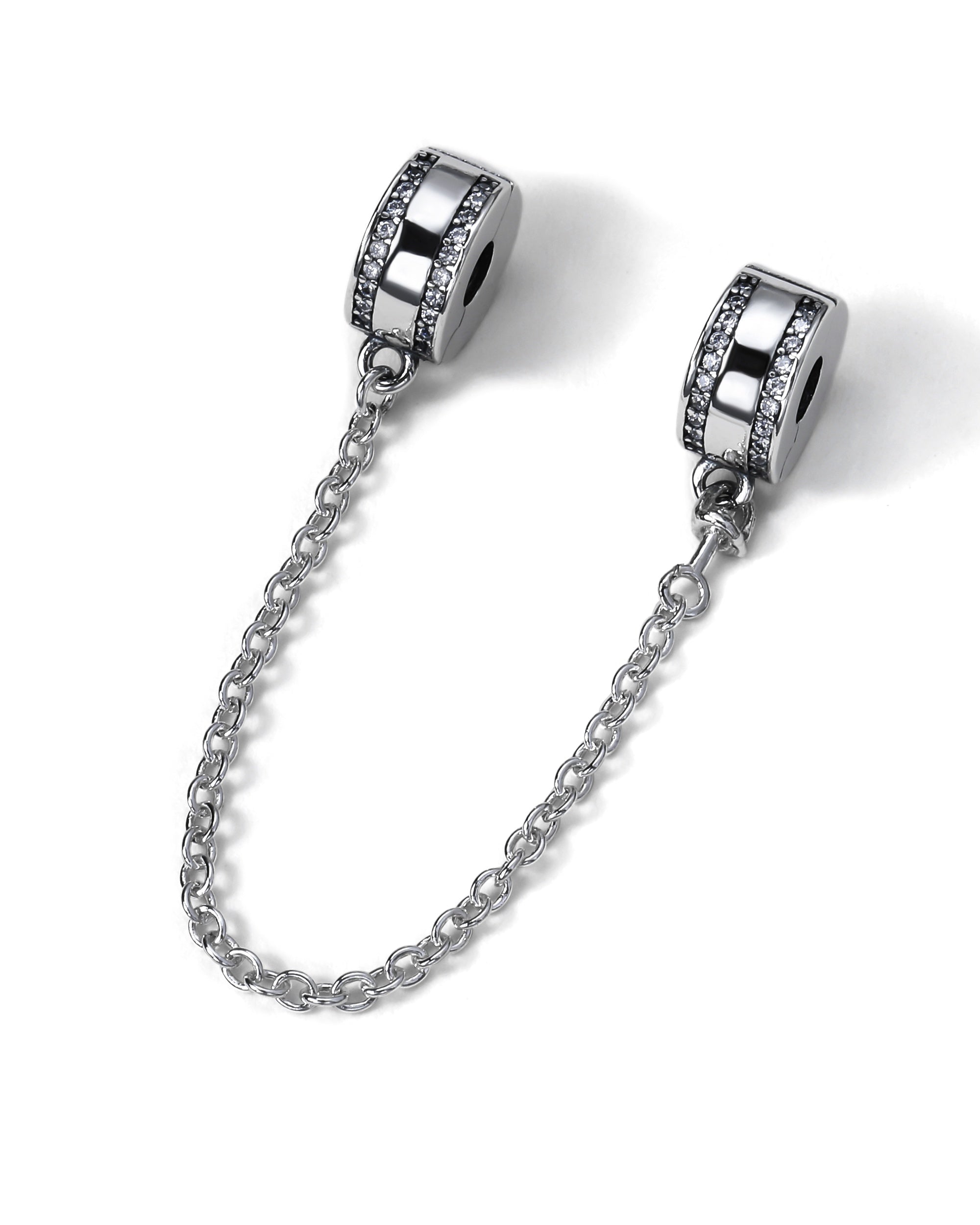 Charm cadena de seguridad dona con circonia blanca en oxidada