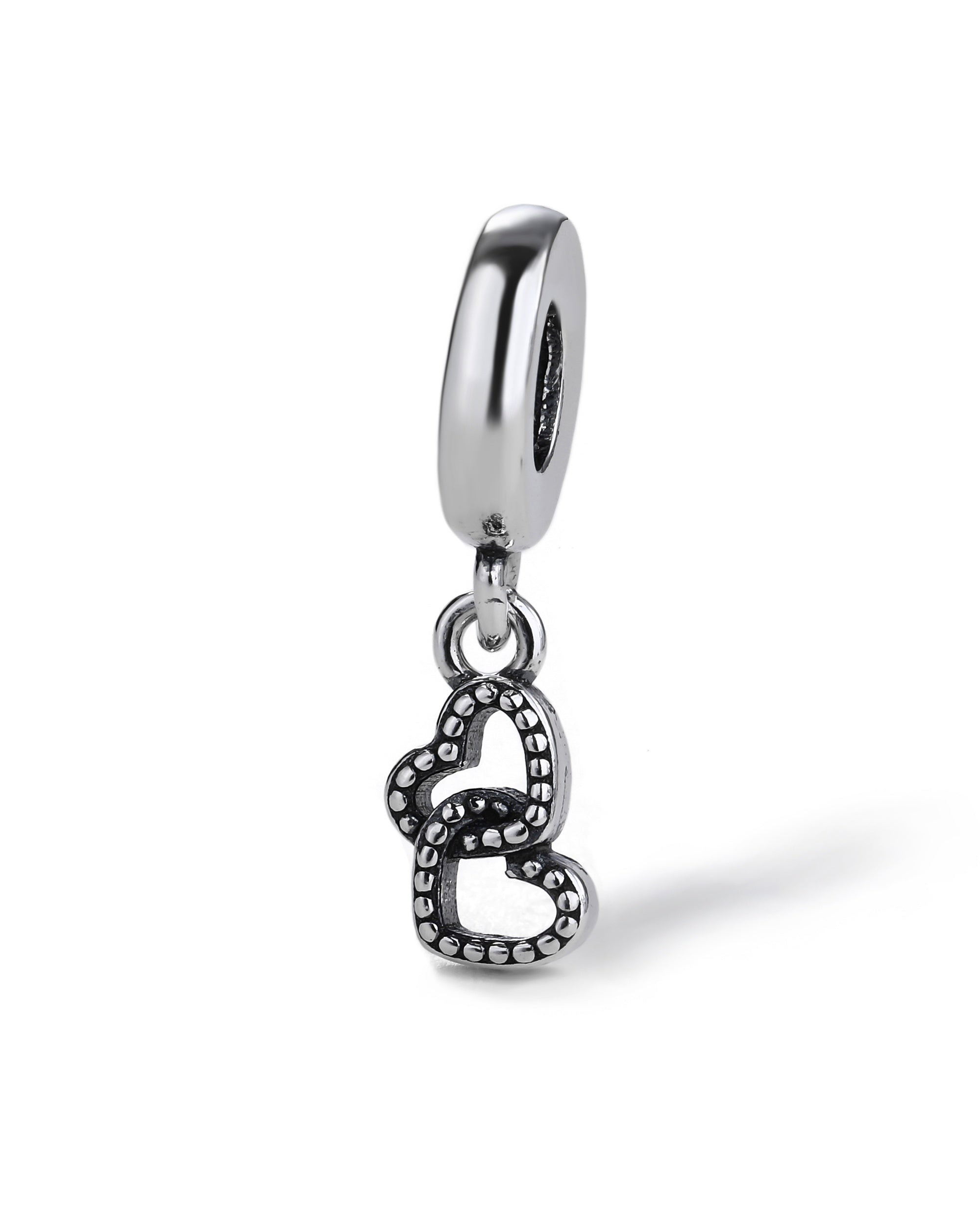 Charm colgante de corazones con circonia en oxidada