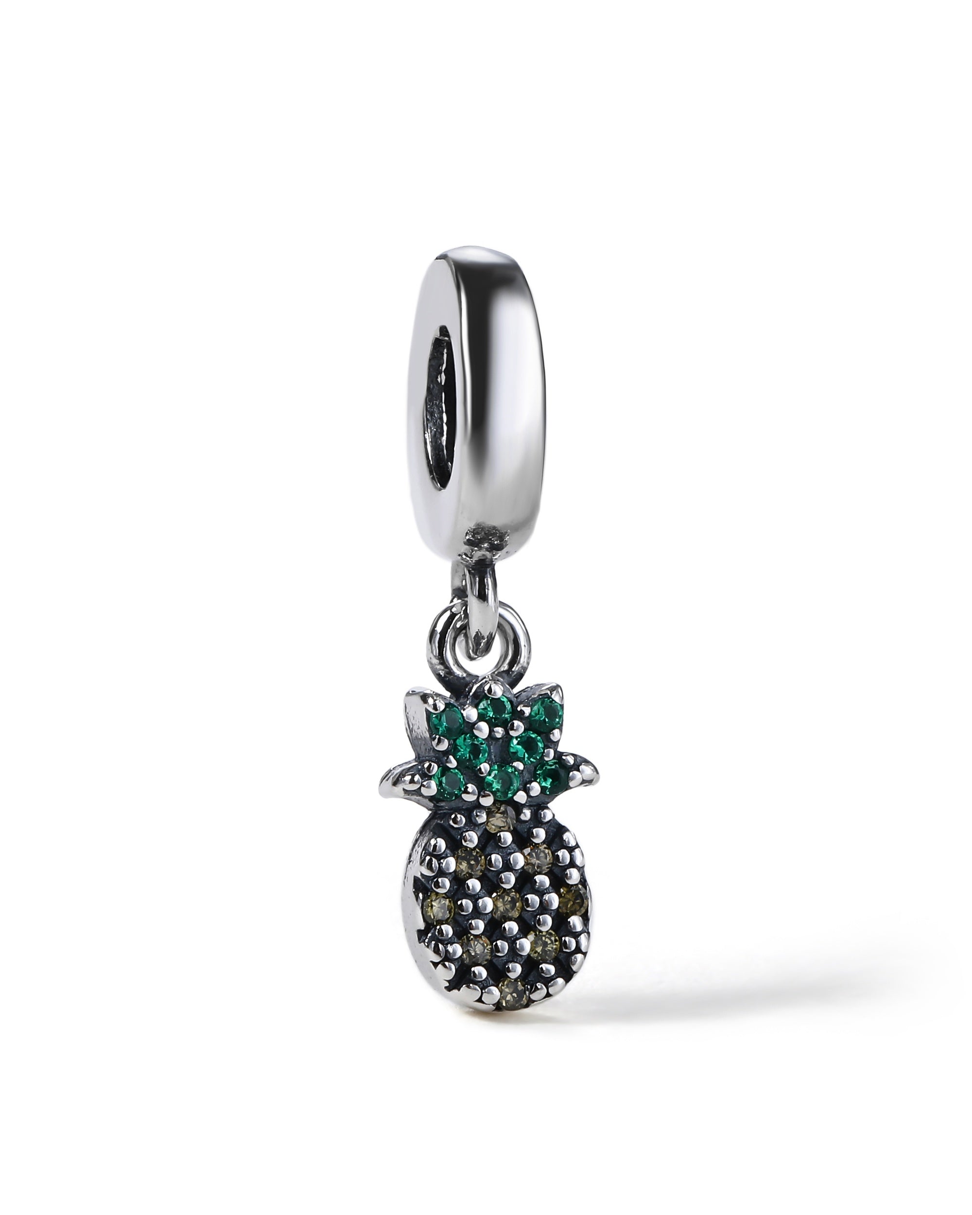 Charm colgante de pii±a con circonia multicolor en oxidada