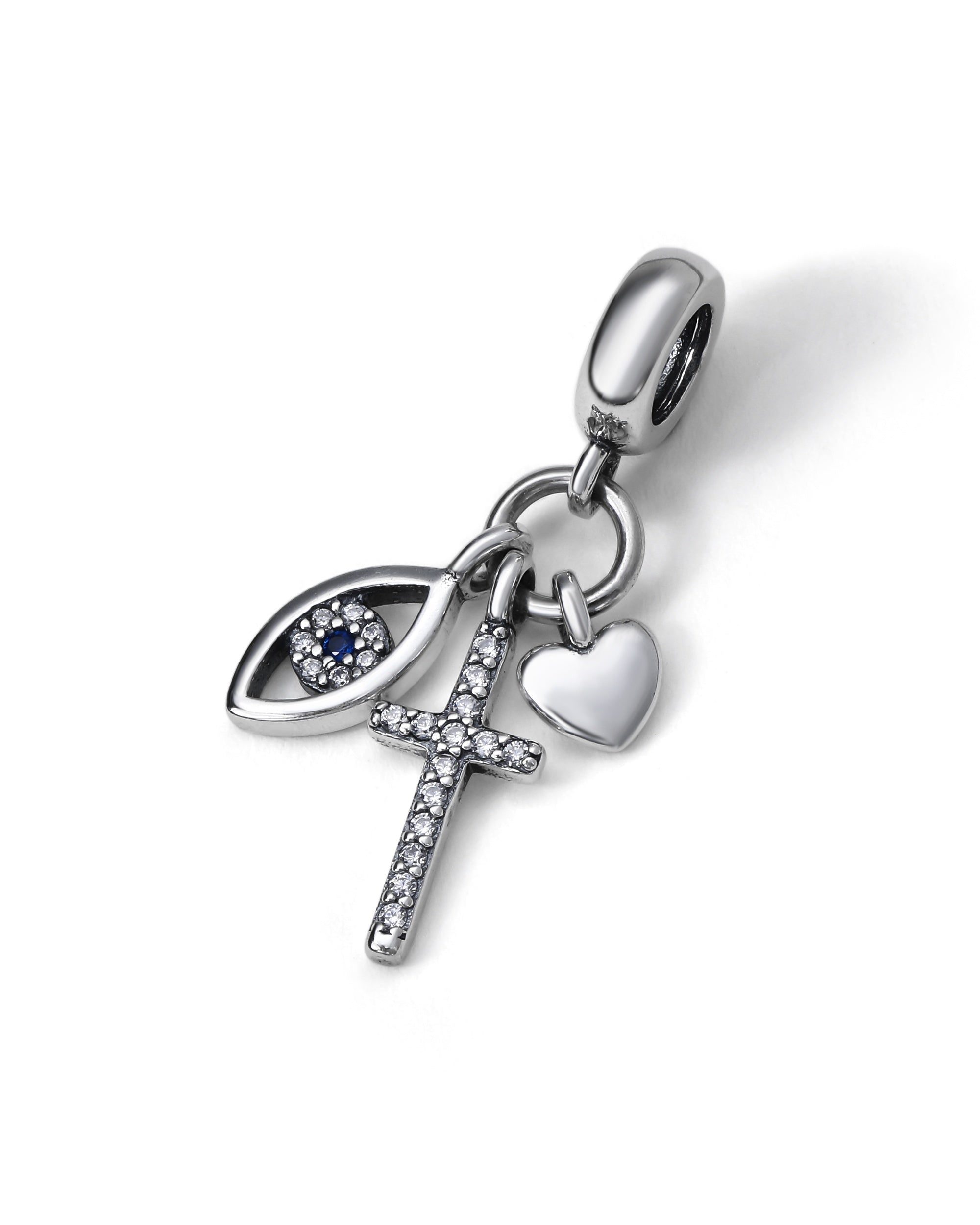Charm colgante de Cruz con circonia multicolor en oxidada