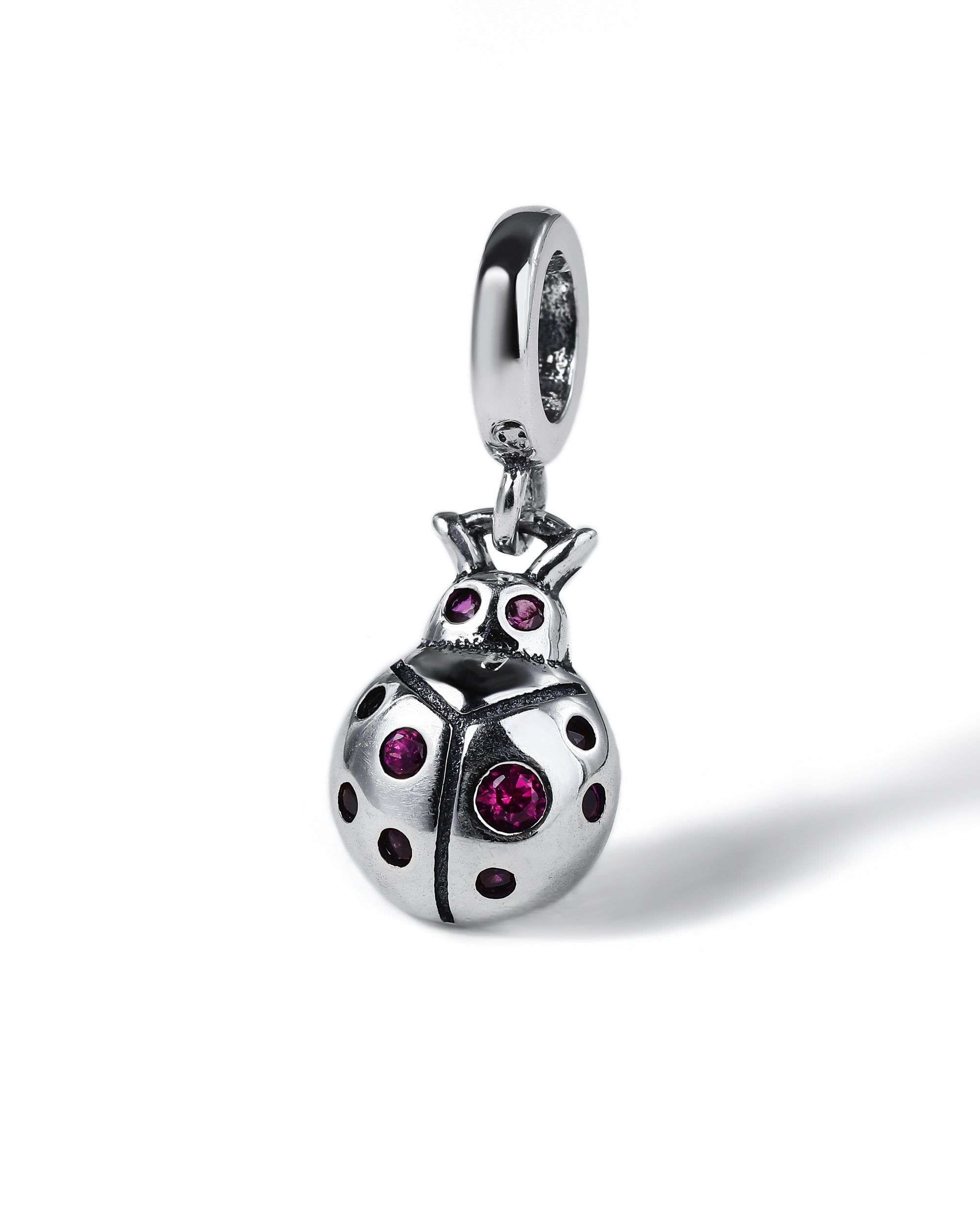 Charm colgante de catarina con circonia rosa en oxidada