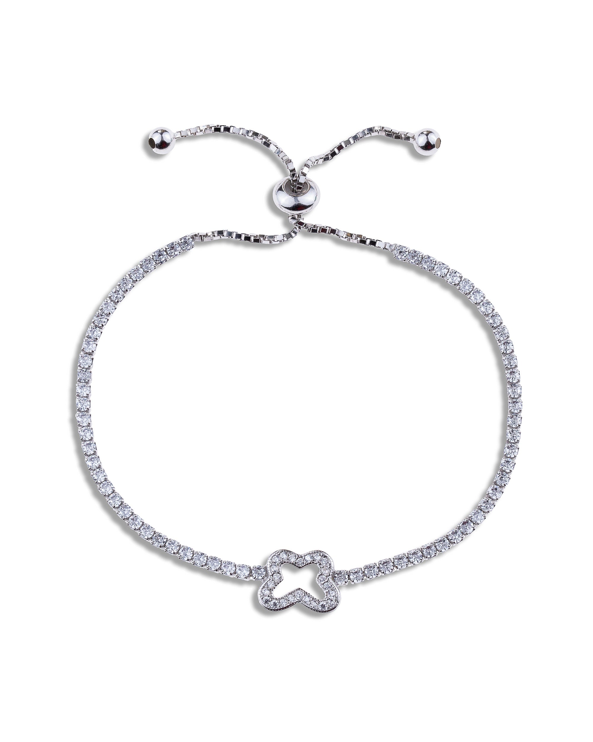 Pulsera tenis ajustable de mariposa con circonia blanca 16+10cm en rodizado