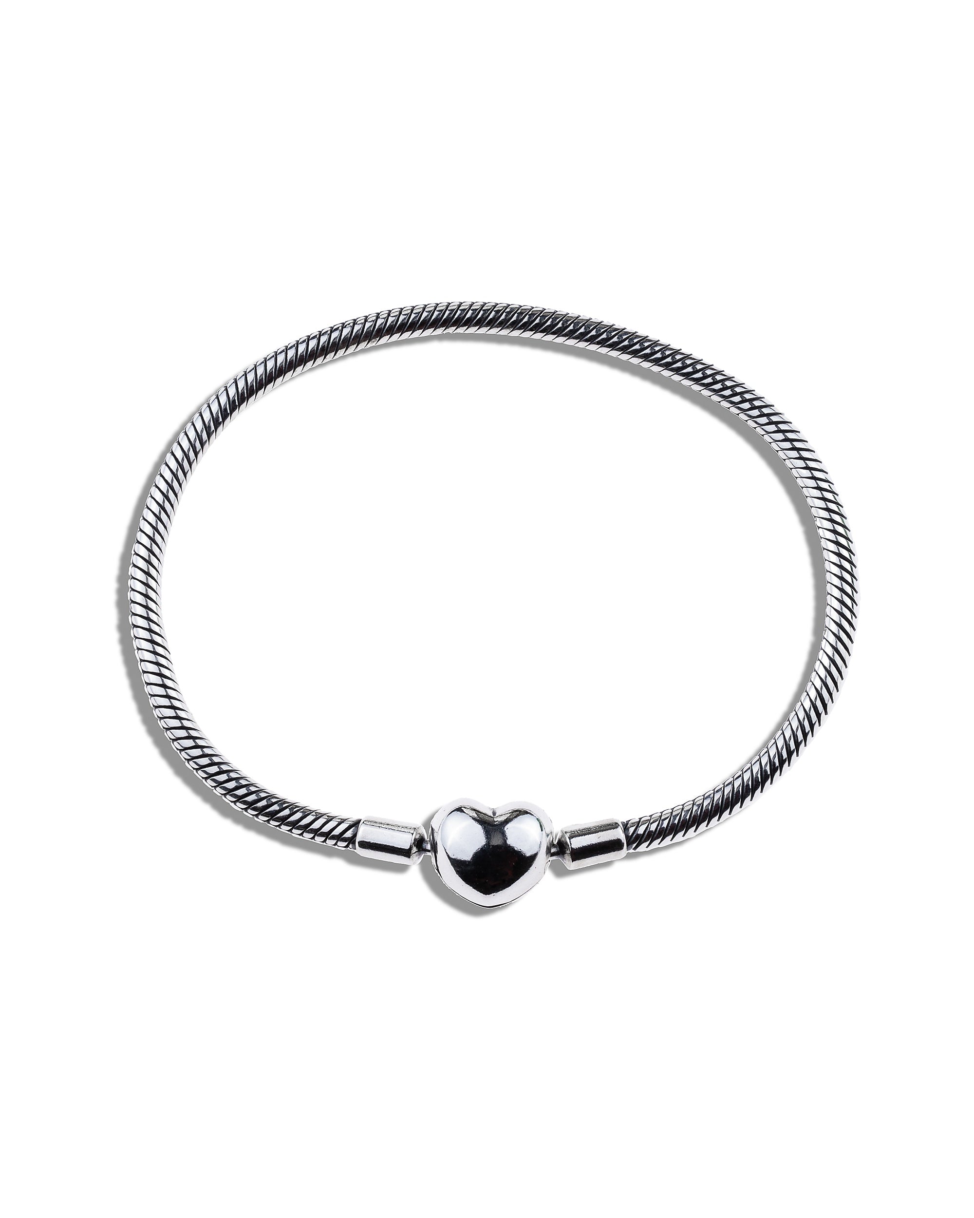 Pulsera para charms de corazon con 18cm en oxidada