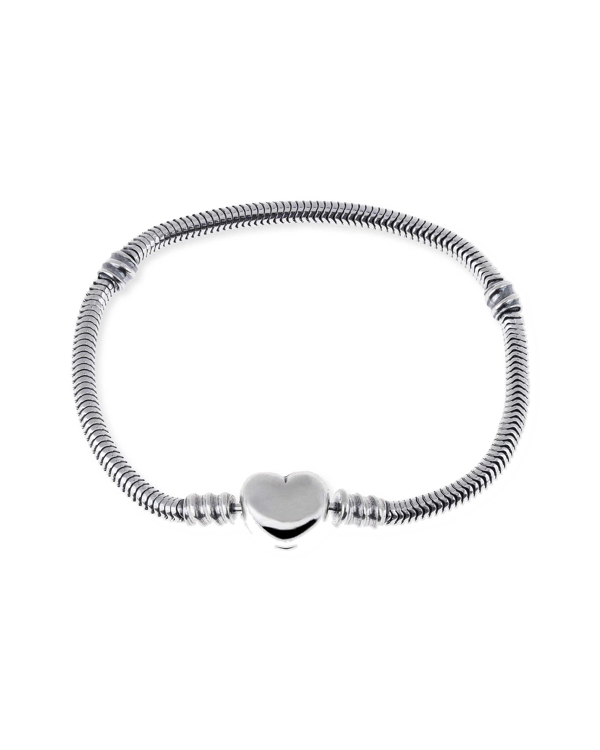 Pulsera para charms de corazon 16cm en oxidada