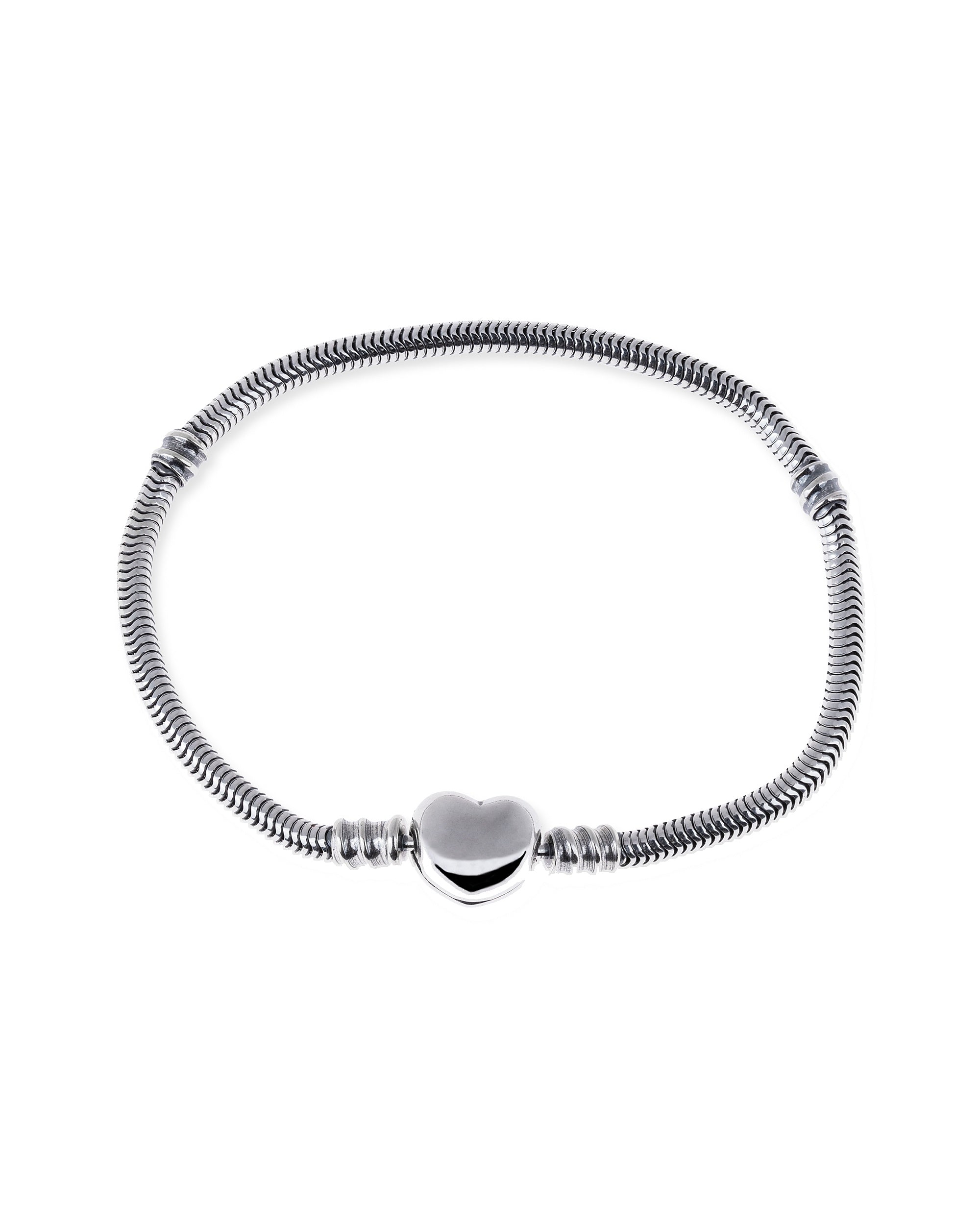 Pulsera para charms de corazon 18cm en oxidada