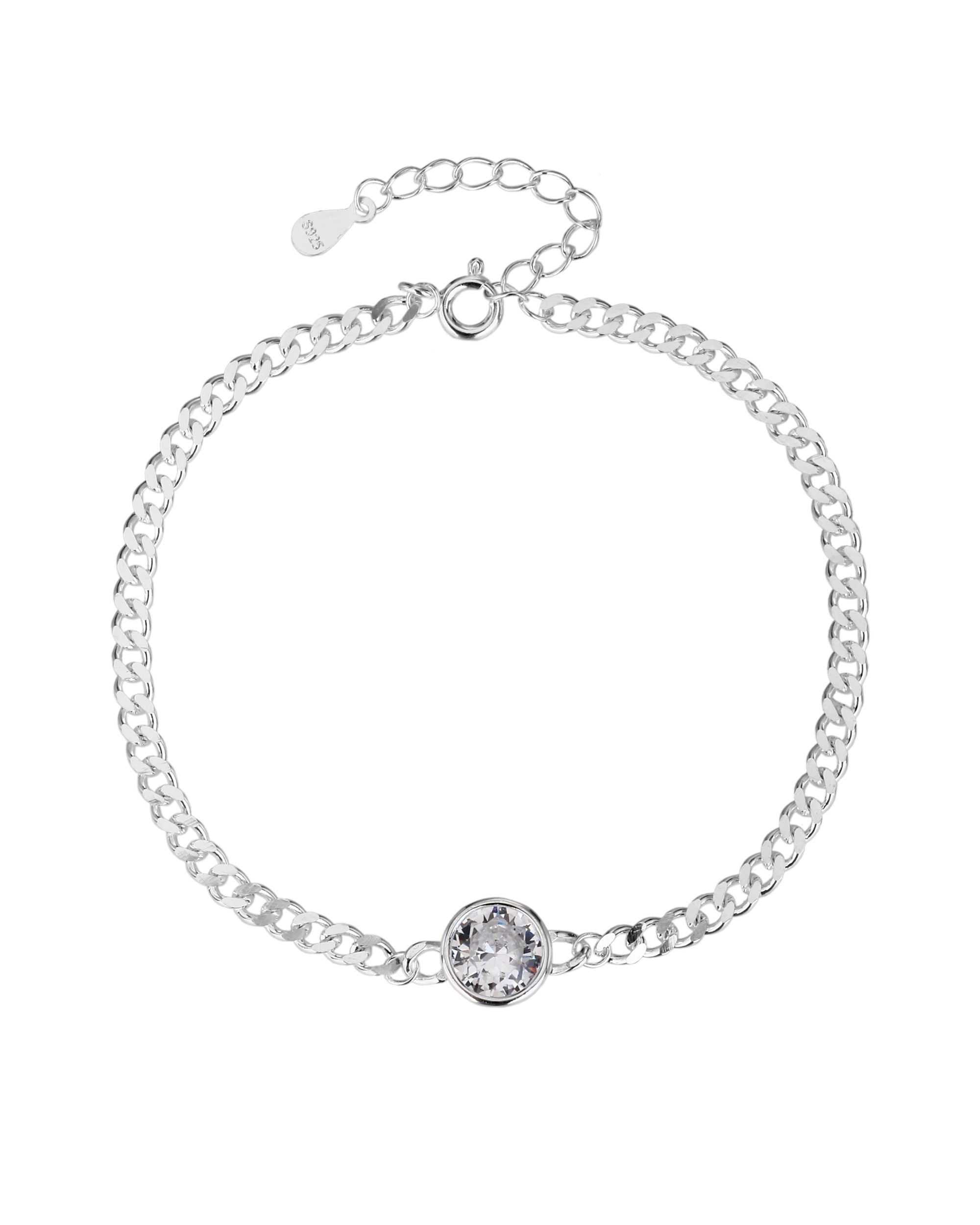 Pulsera sencilla con circonia blanca 17+3cm en plateado