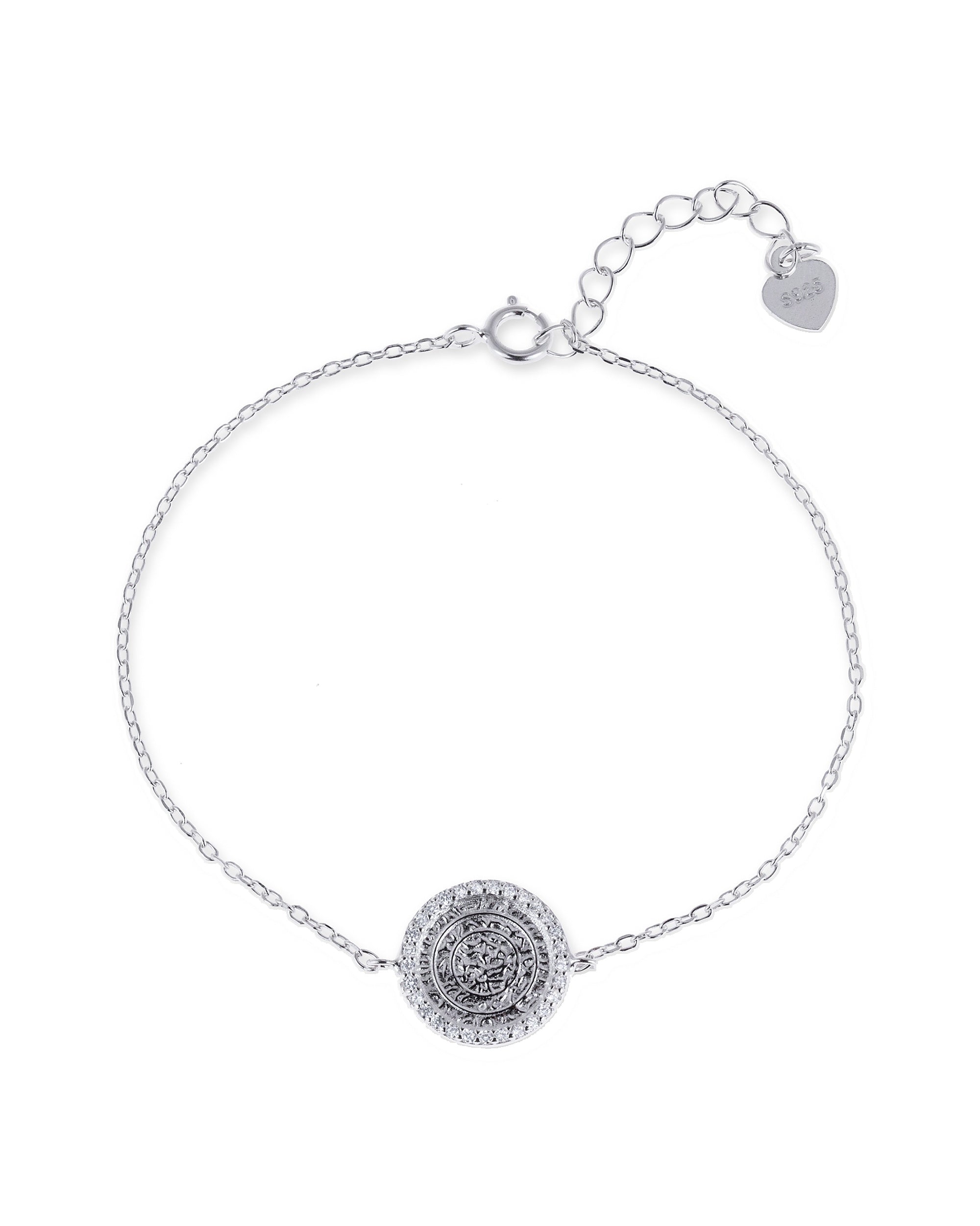 Pulsera sencilla de circulo con circonia blanca 16+3cm en plateado