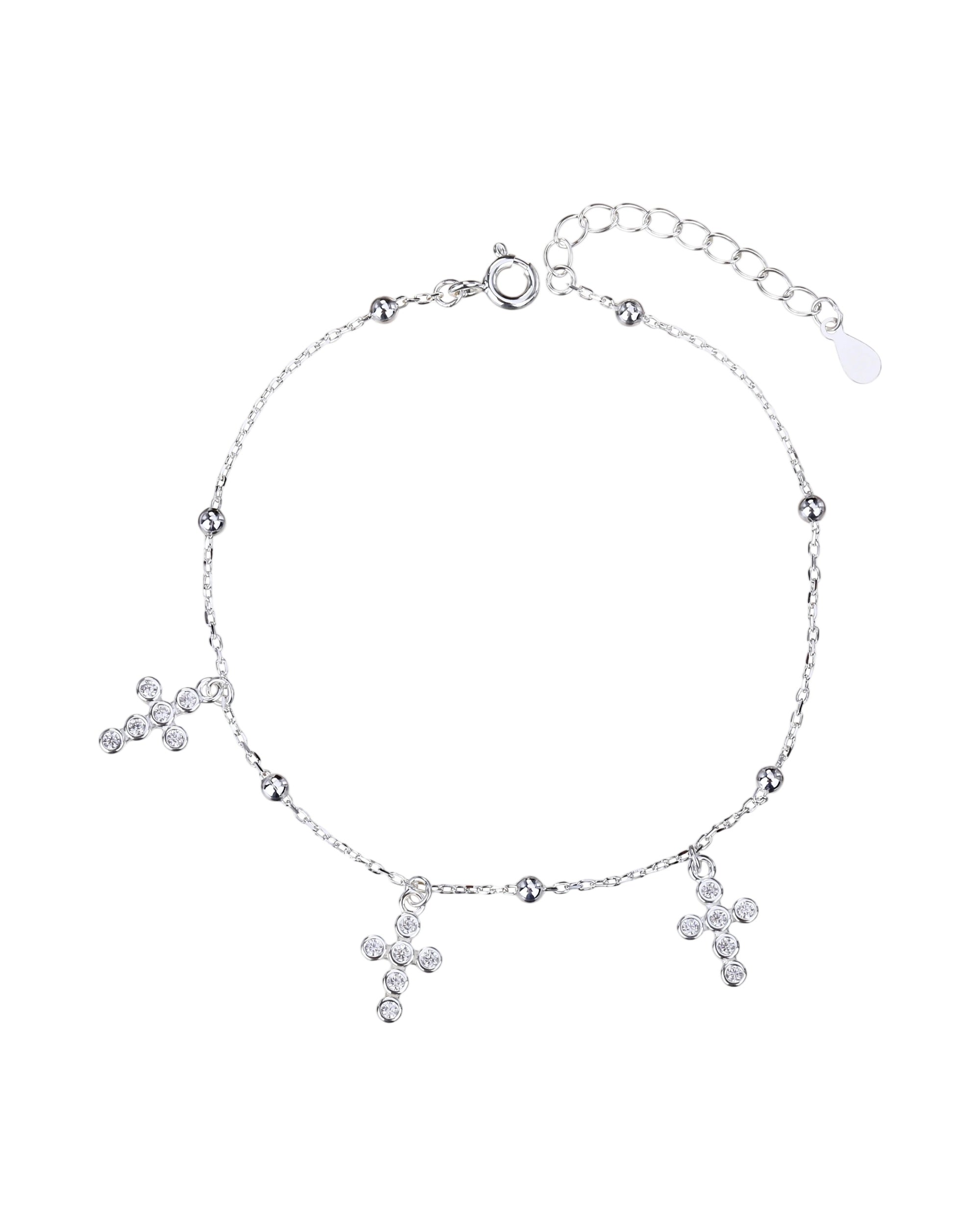 Pulsera sencilla de Cruces con circonia blanca 17+3cm en plateado