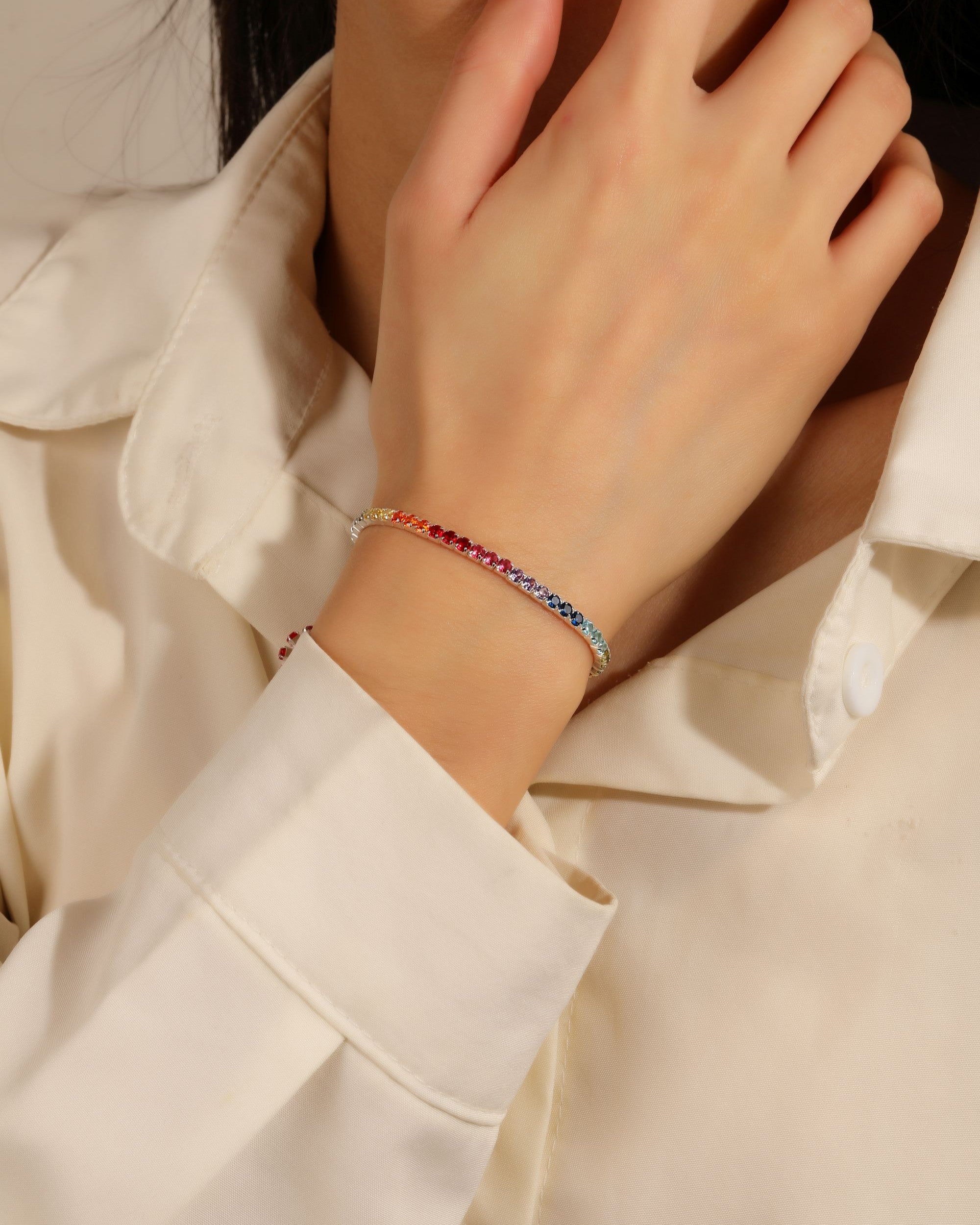 Pulsera tenis 2mm elastica redondo con circonia 18cm en plateado