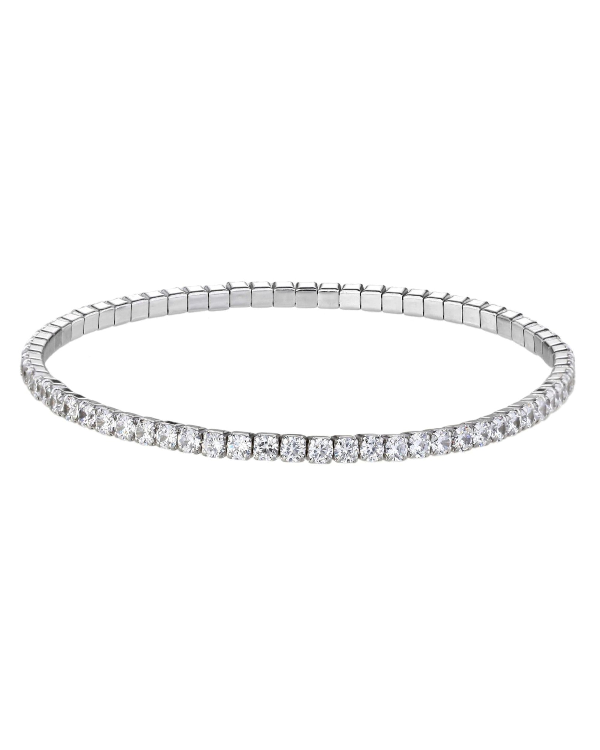 Pulsera tenis 2.5mm elastica con circonia redonda 18cm en rodizado