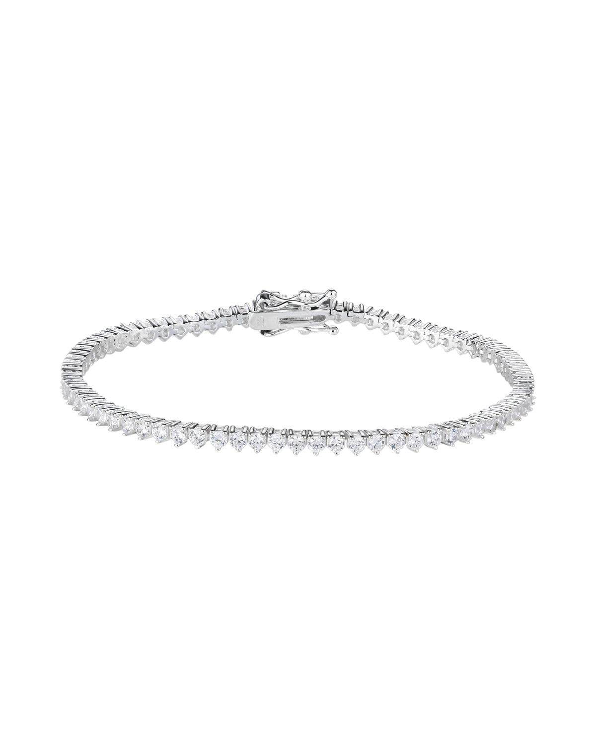 Pulsera tenis ajustable 2mm con circonia triángulo 18cm en plateado
