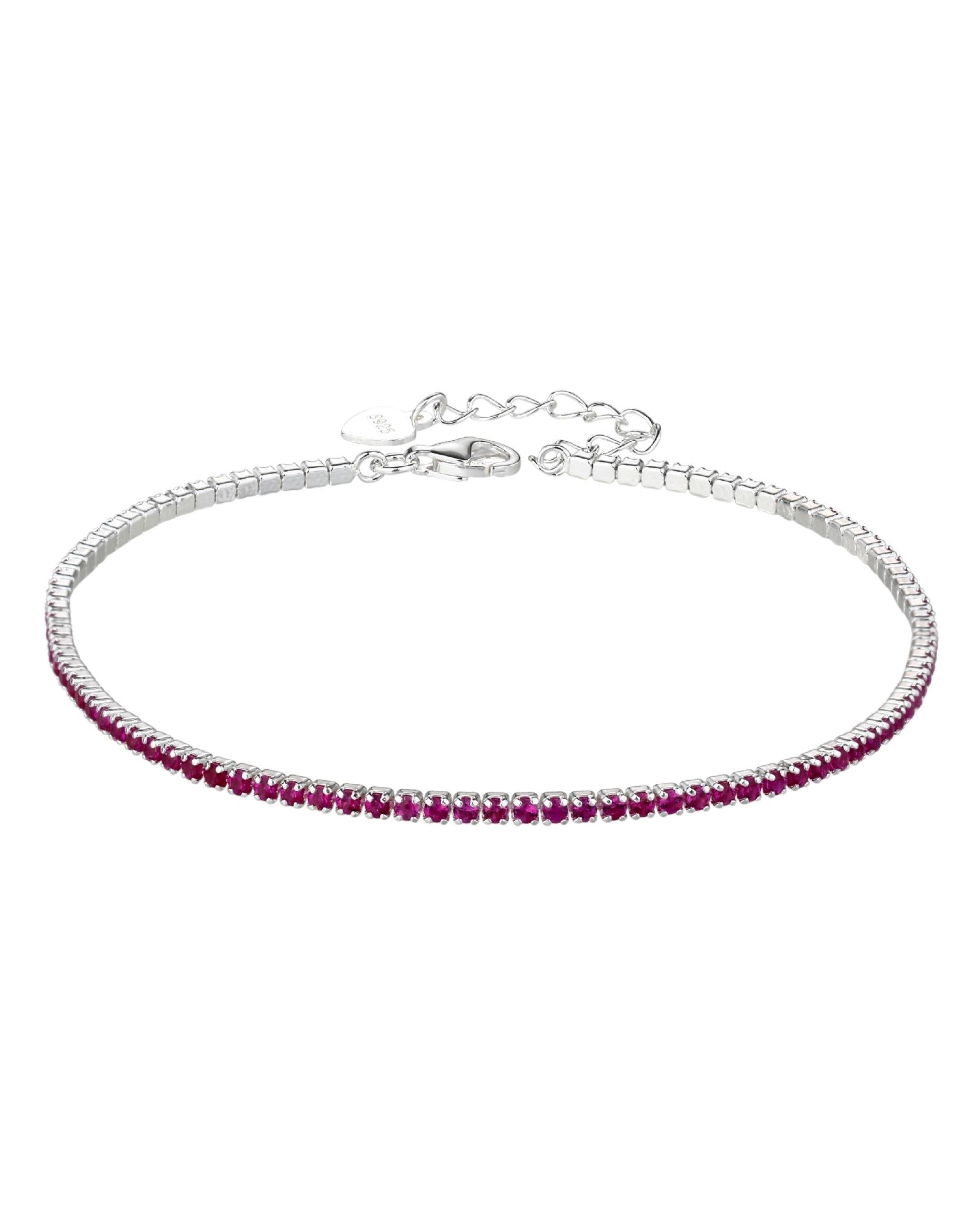 Pulsera tenis 1.5mm con circonia redonda de color 17+3cm en plateado